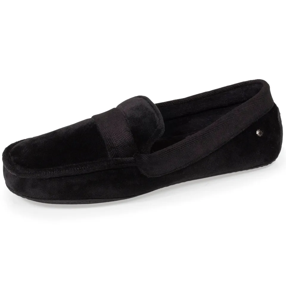 isotoner-chaussons-mocassins-homme-velours-doux-noir image 1