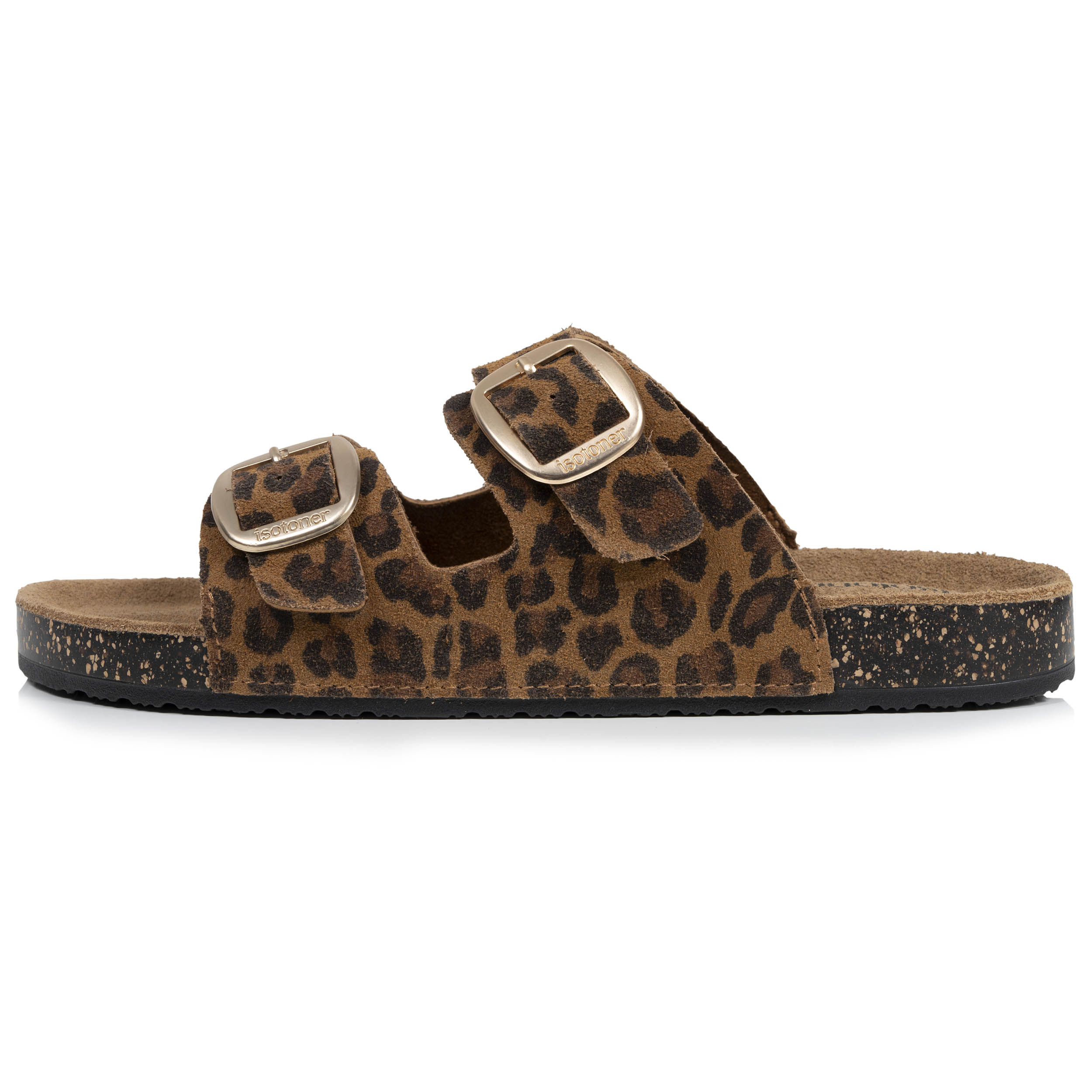 isotoner-mules-sandales-femme-double-bride-cuir-camel-l-opard image 4