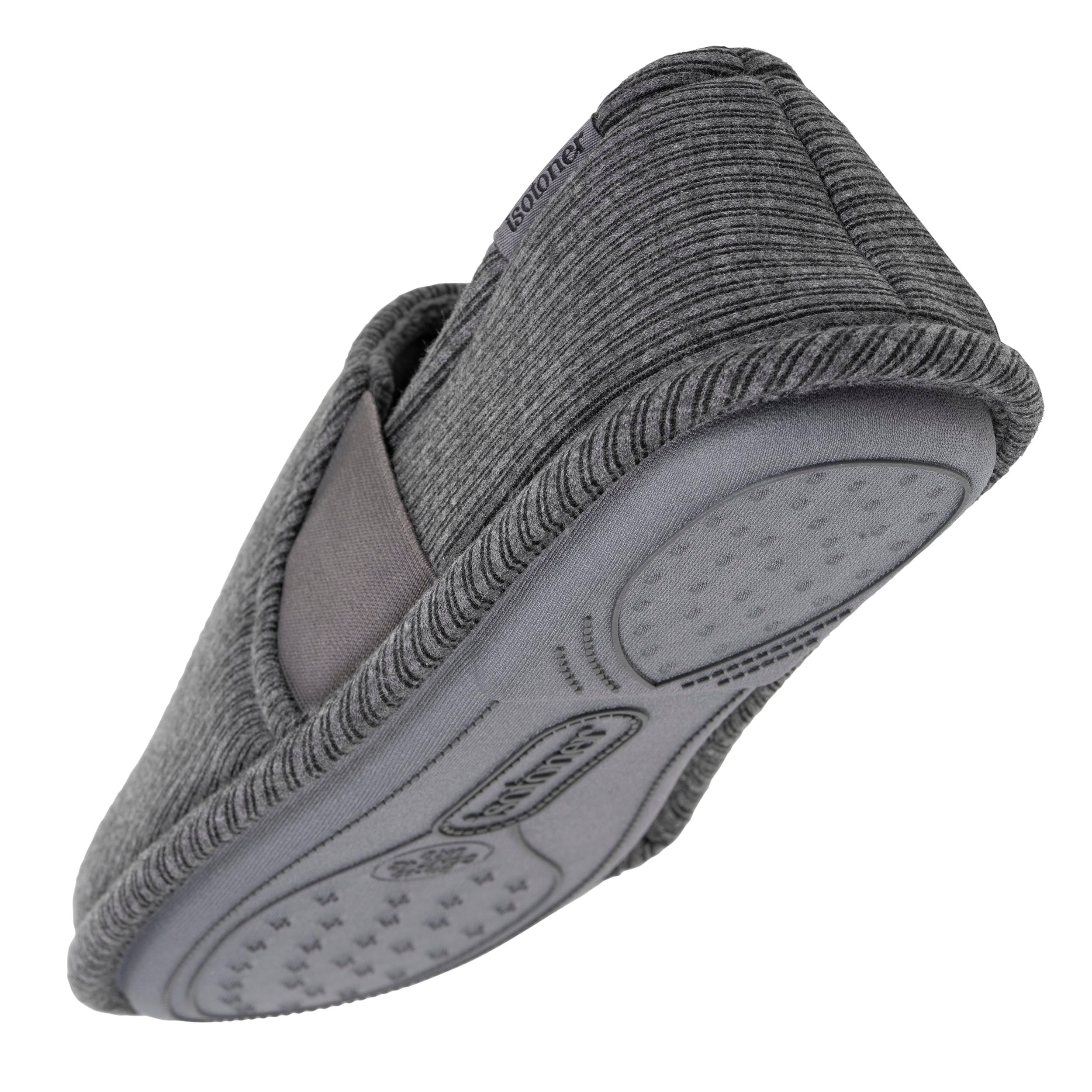 isotoner-chaussons-sans-g-nes-homme-rayure-gris image 5