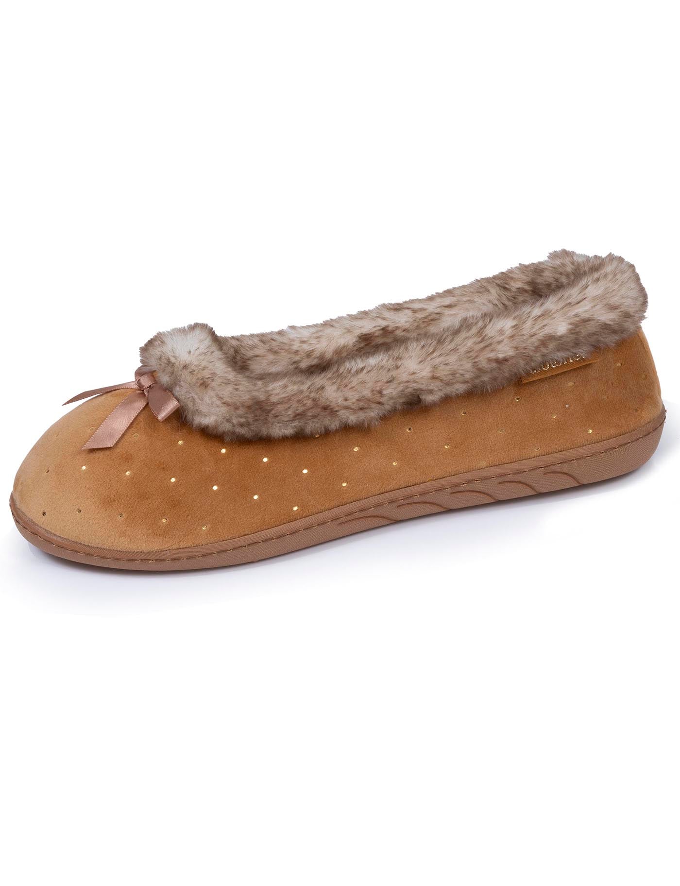 isotoner-chaussons-ballerines-femme-camel-brillants-m-moire-de-forme image 6