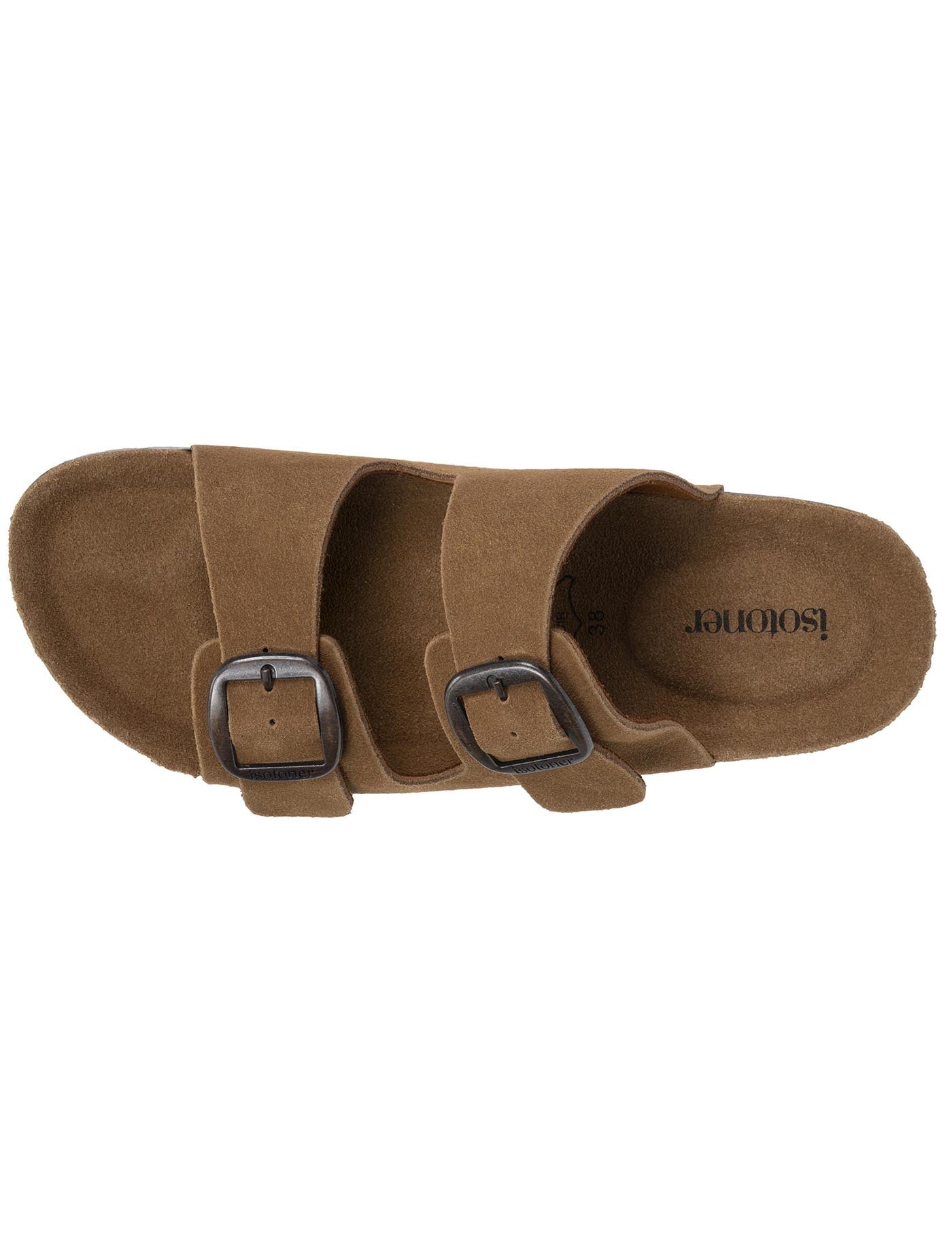 isotoner-mules-sandales-femme-double-bride-cuir-camel image 7