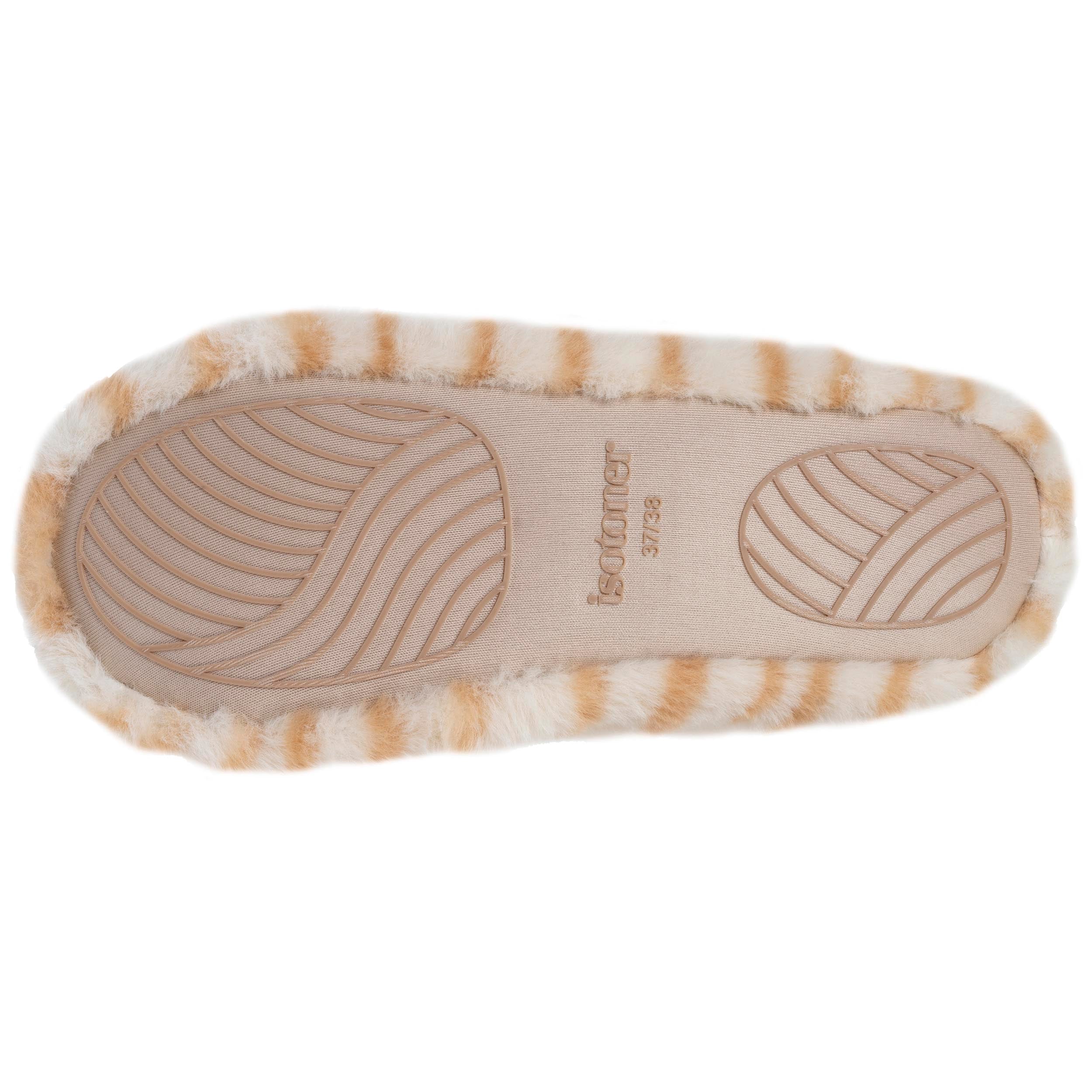 isotoner-chaussons-ballerines-femme-3d-beige-tigr-lion image 4