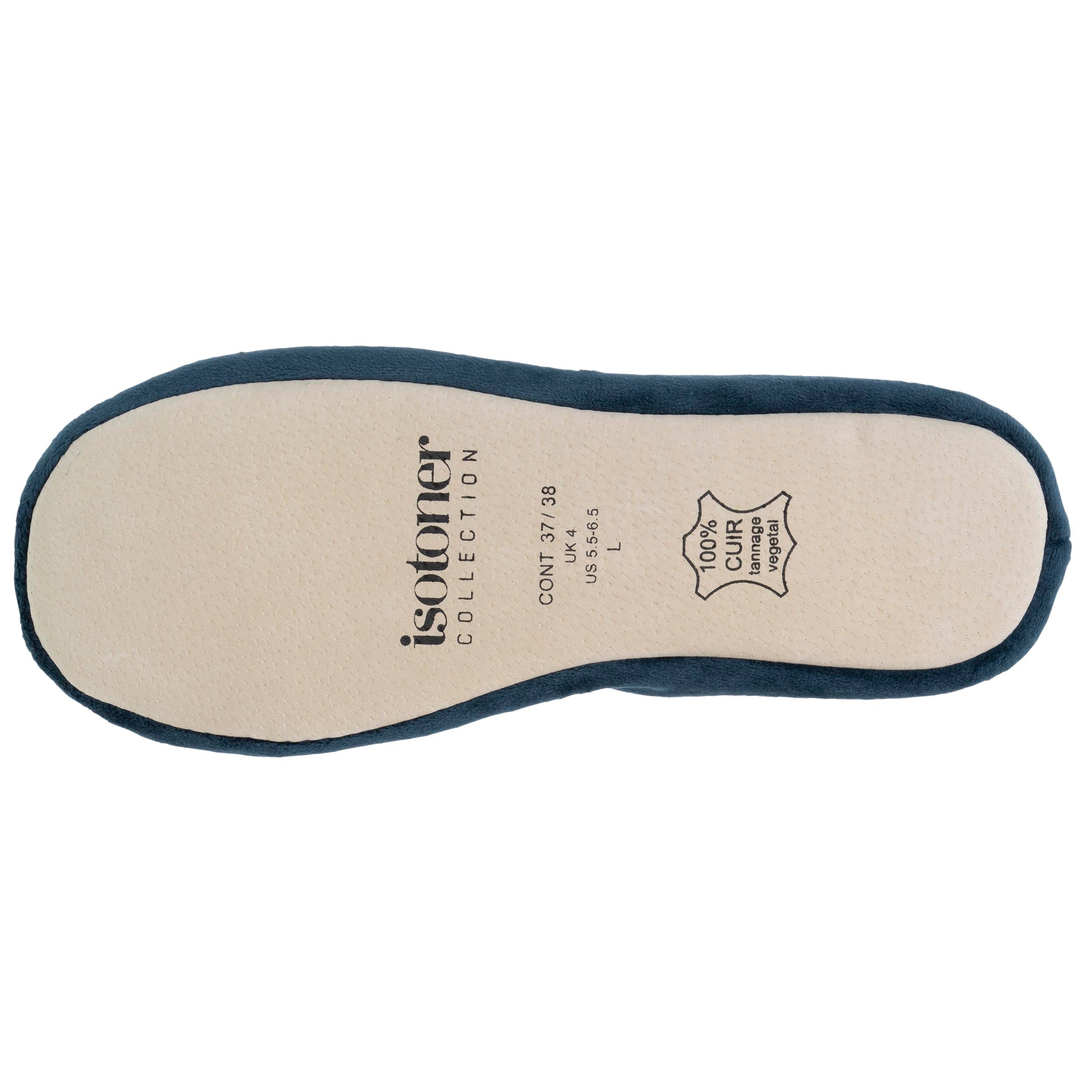 isotoner-chaussons-ballerines-femme-grand-n-ud-bleu-canard image 5
