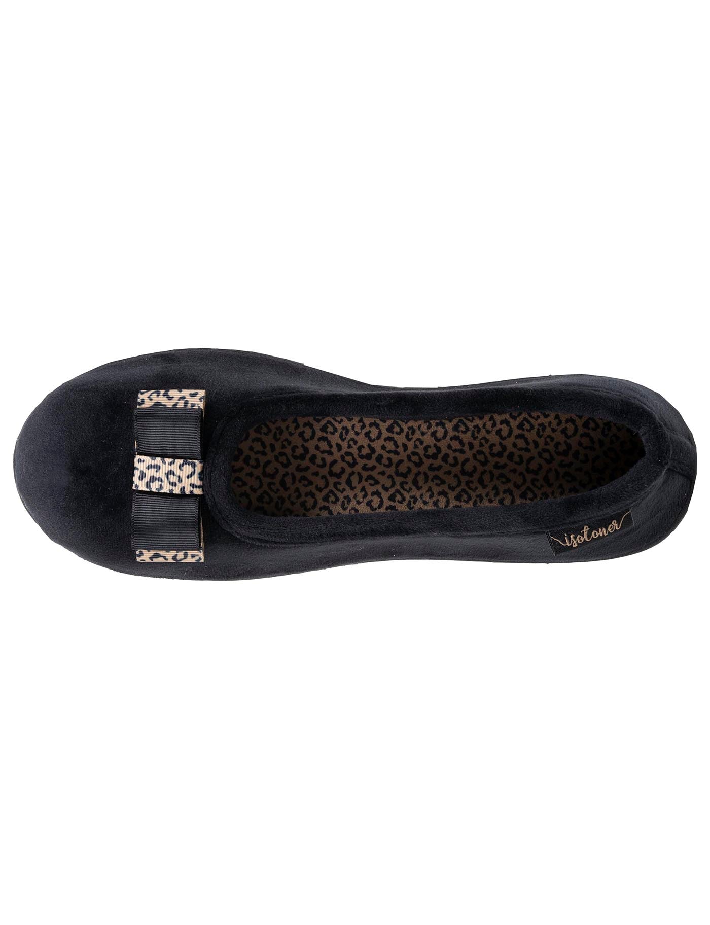 isotoner-chaussons-ballerines-femme-noir-n-ud-l-opard image 7