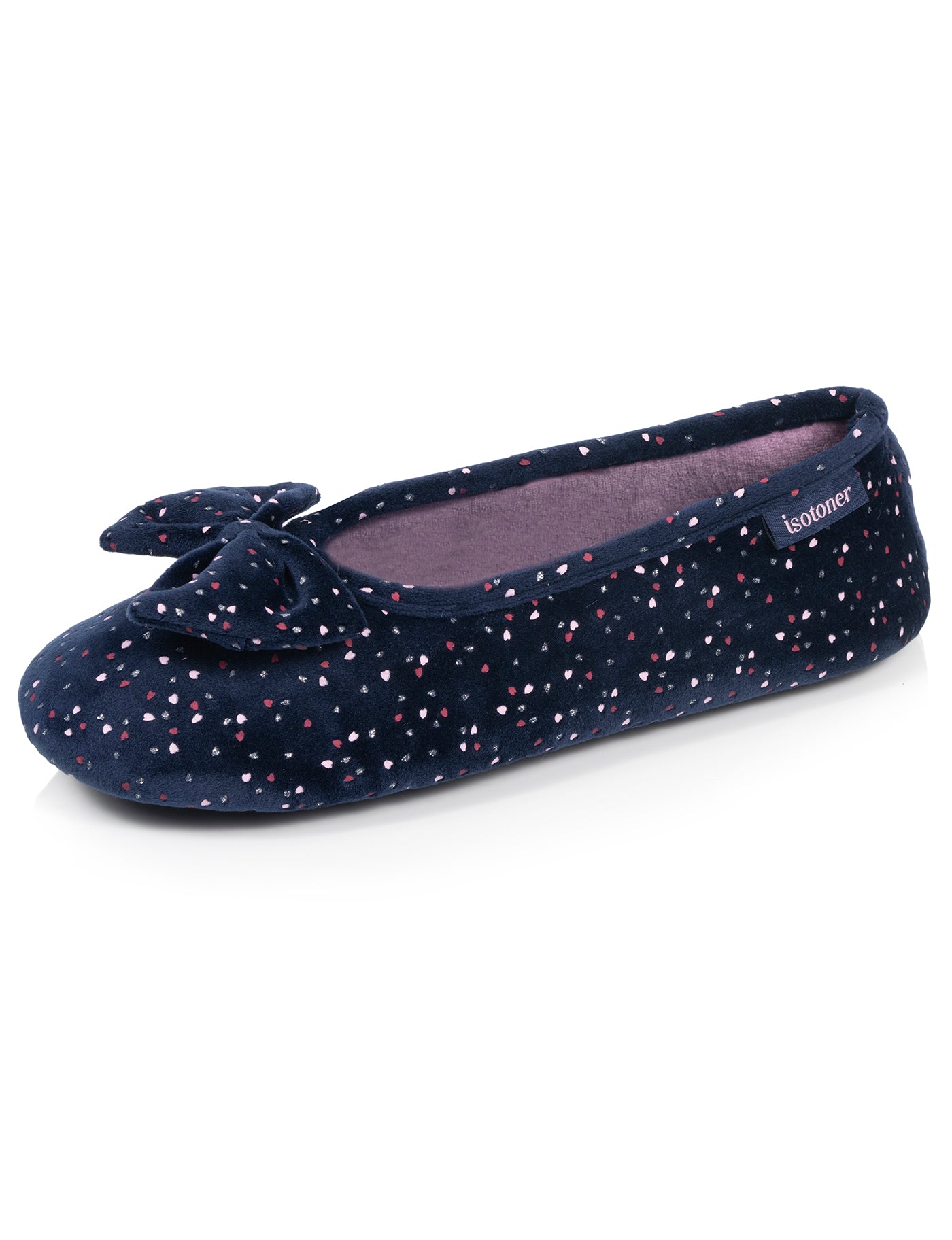 isotoner-chaussons-ballerines-femme-marine-pois-m-moire-de-forme image 6