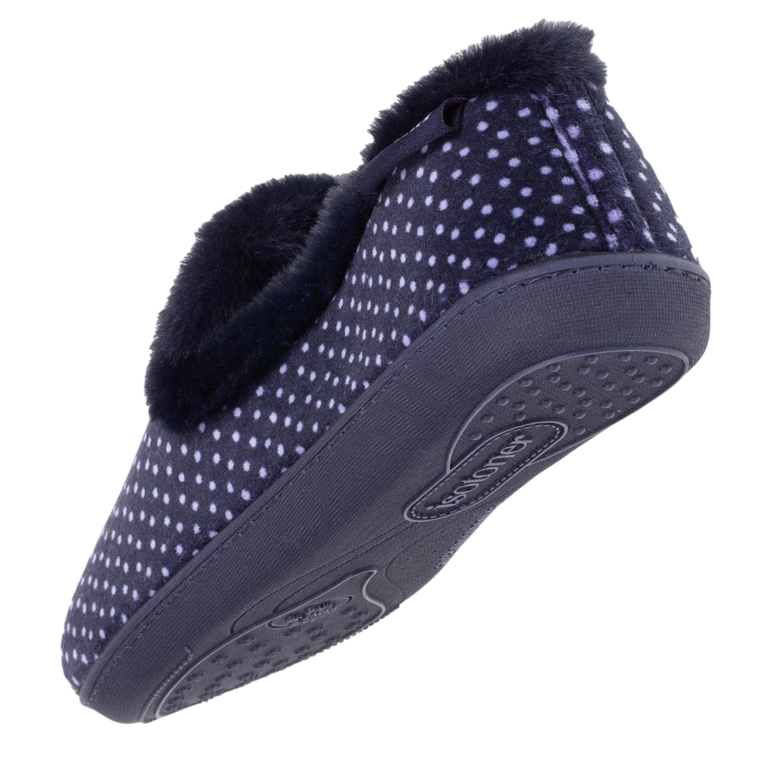 isotoner-chaussons-charentaises-femme-pois-marine-velours image 5