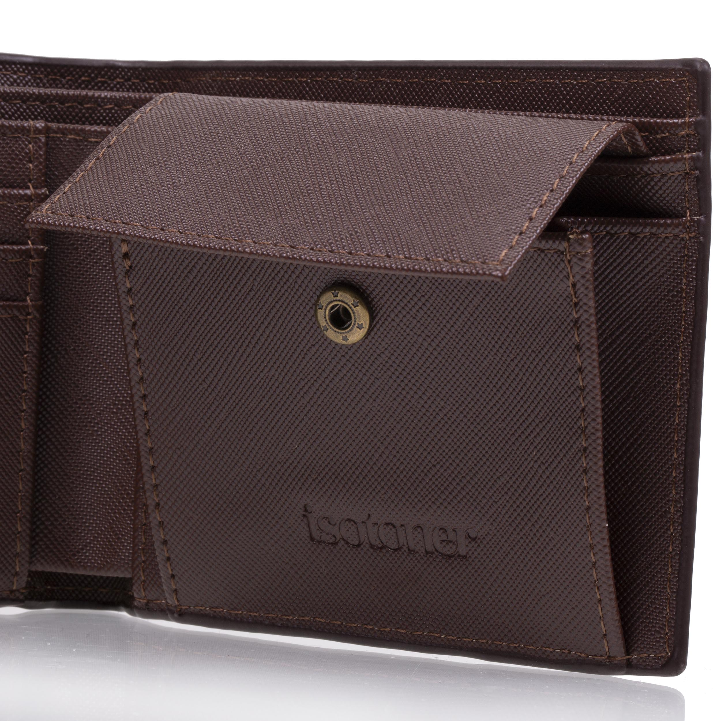 isotoner-portefeuille-homme-pression-marron-vintage-rfid image 3