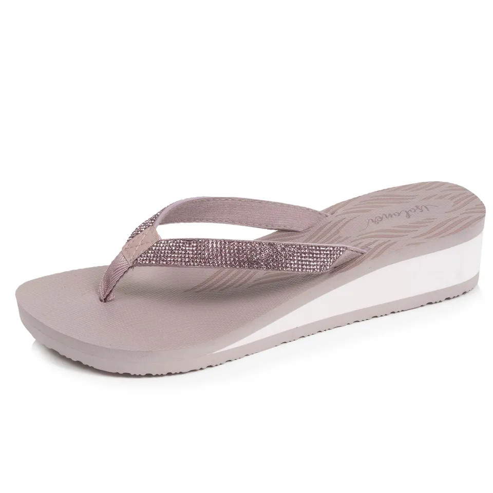 isotoner-tongs-femme-talon-paillettes-taupe-4-cm image 1