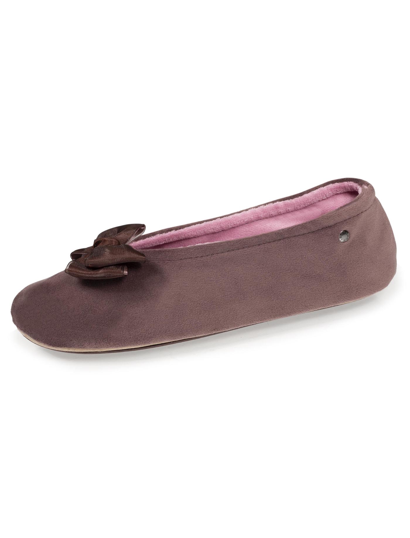 isotoner-chaussons-ballerines-femme-n-ud-taupe-rose image 6