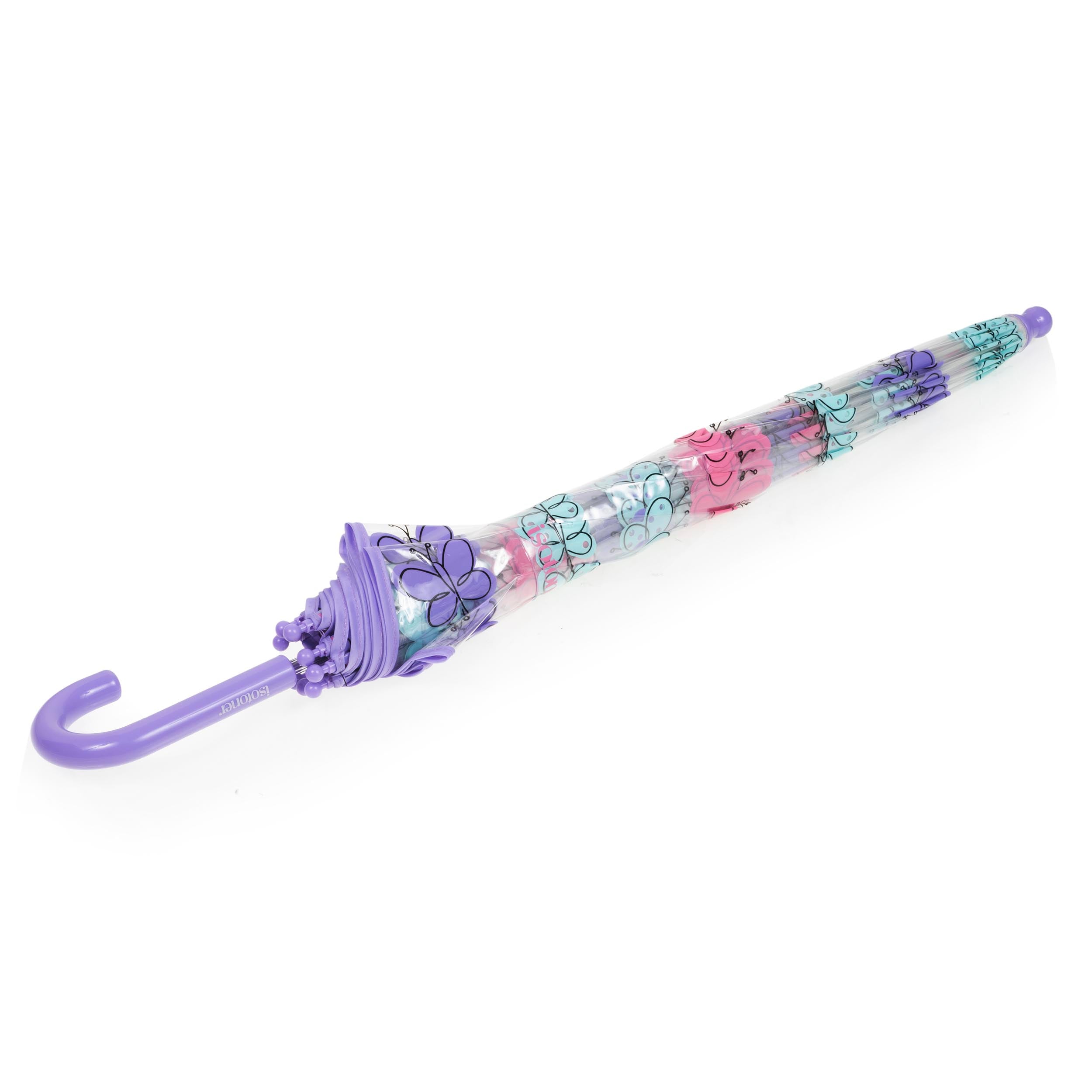 isotoner-parapluie-enfant-cloche-transparent-papillons image 4