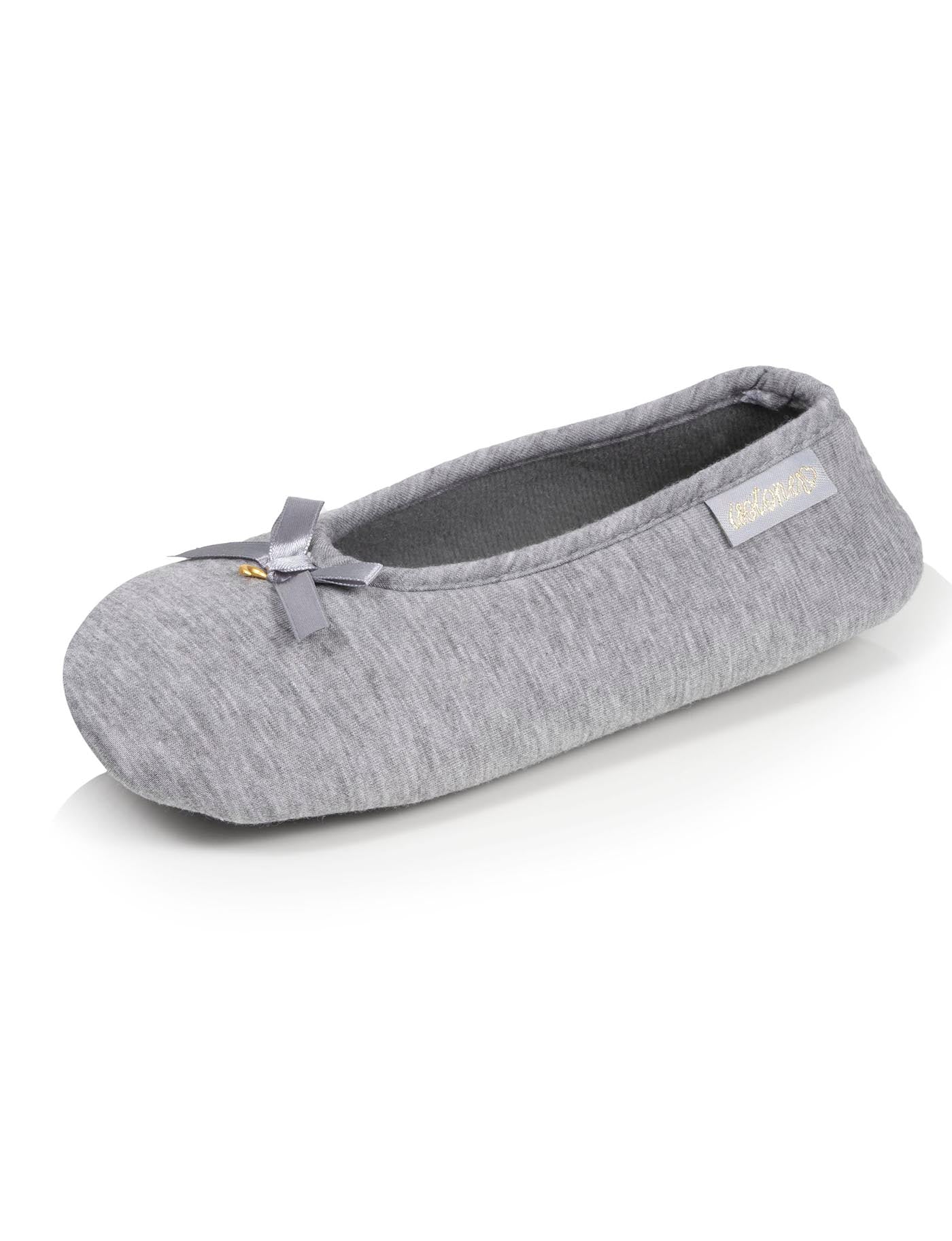 isotoner-chaussons-ballerines-femme-gris-n-ud-satin image 6