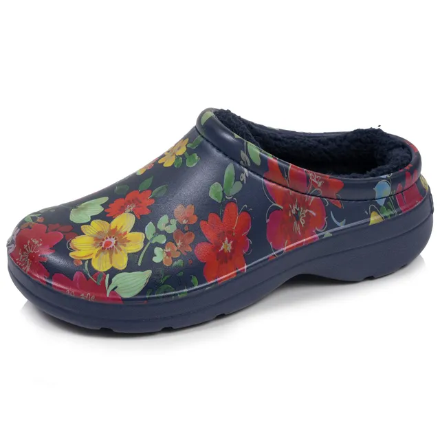 isotoner-sabots-jardin-femme-fourr-s-fleurs-marine-everywear image 1