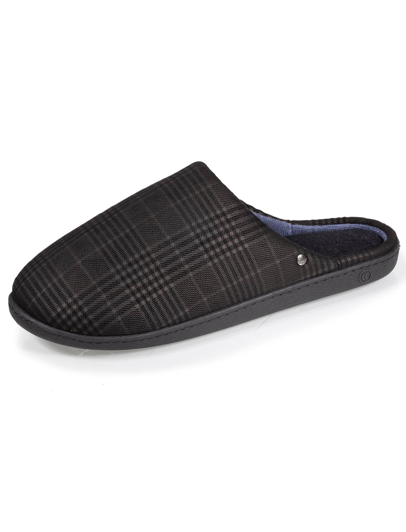 isotoner-chaussons-mules-homme-noir-tartan-ergonomique image 6