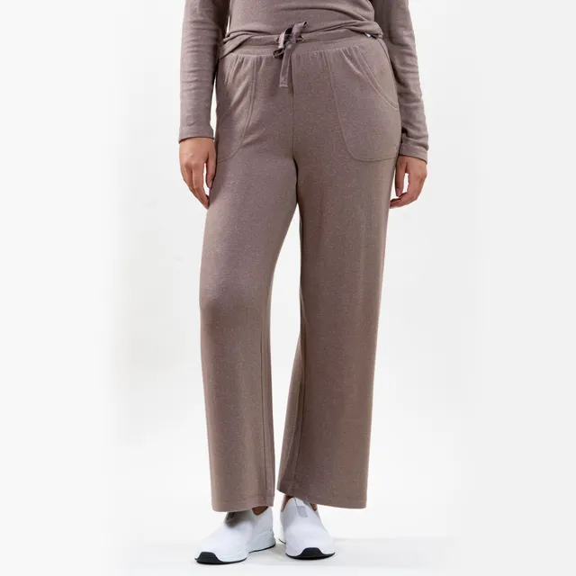 isotoner-pantalon-large-femme-taupe-chin-viscose-ecovero image 1