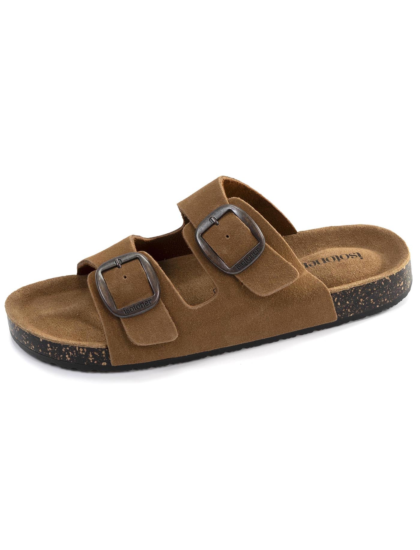 isotoner-mules-sandales-femme-double-bride-cuir-camel image 6