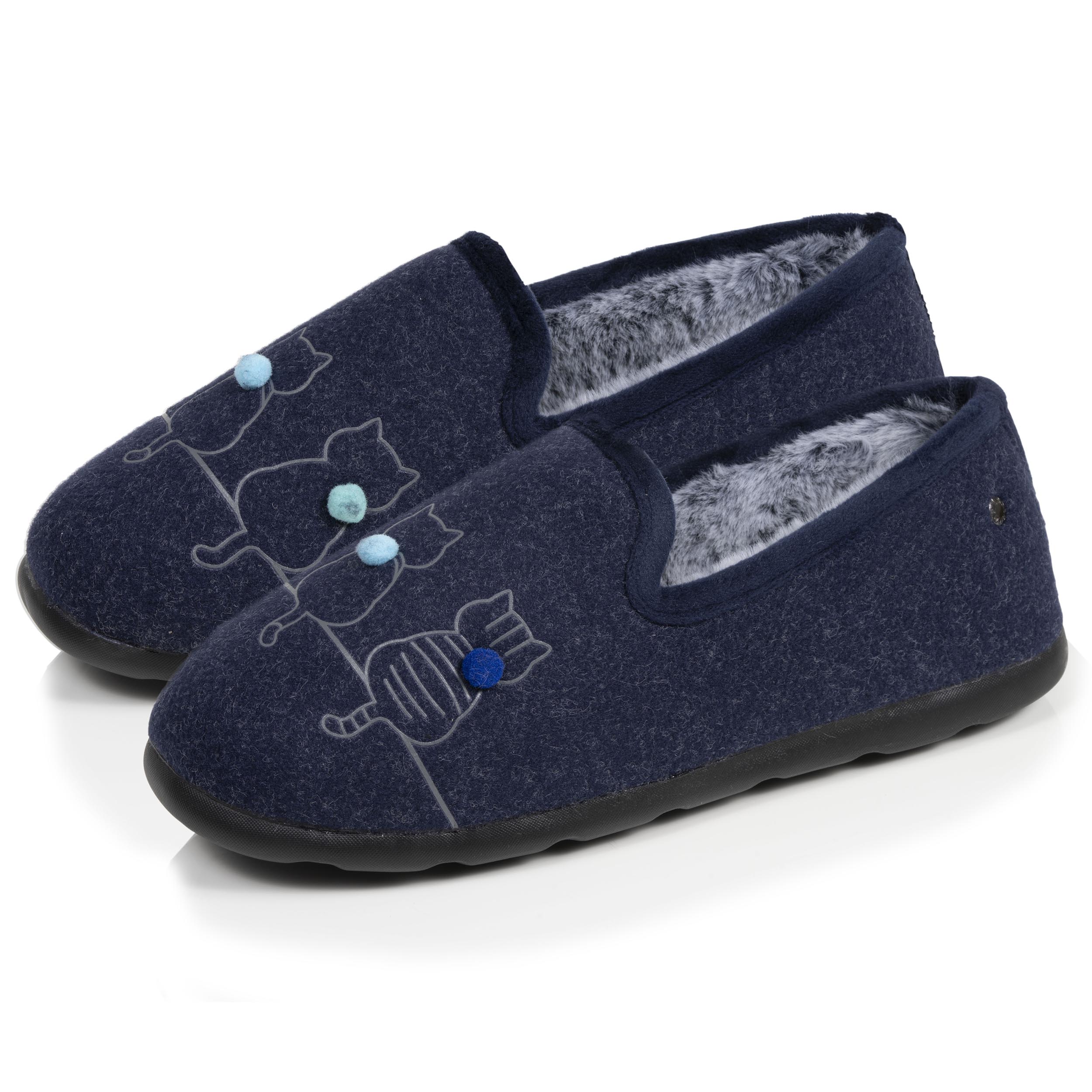 isotoner-chaussons-slippers-femme-bleu-charentaises image 1