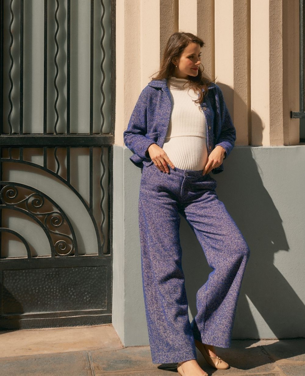 cache-c-ur-kate-pantalon-large-de-maternit-tailleur-bleu image 2