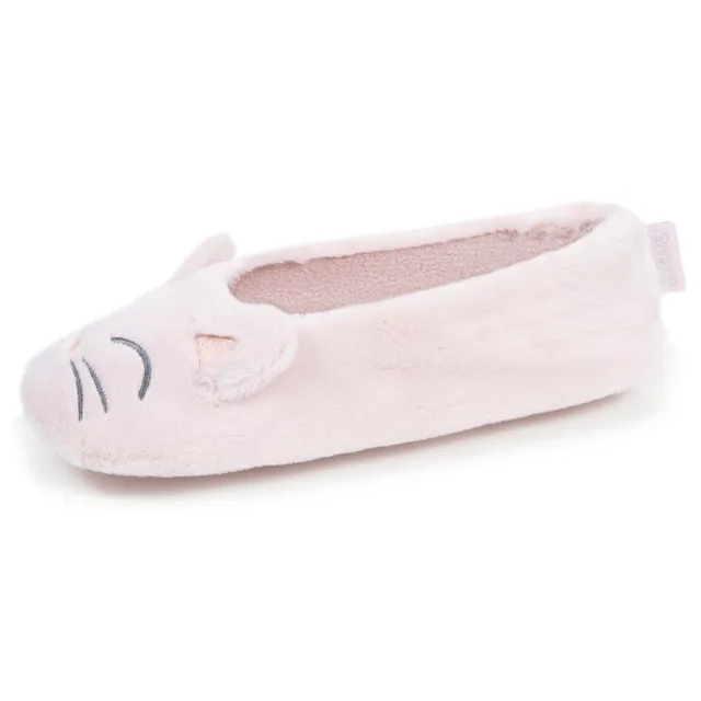 isotoner-chaussons-ballerines-femme-3d-fourrure-rose image 1