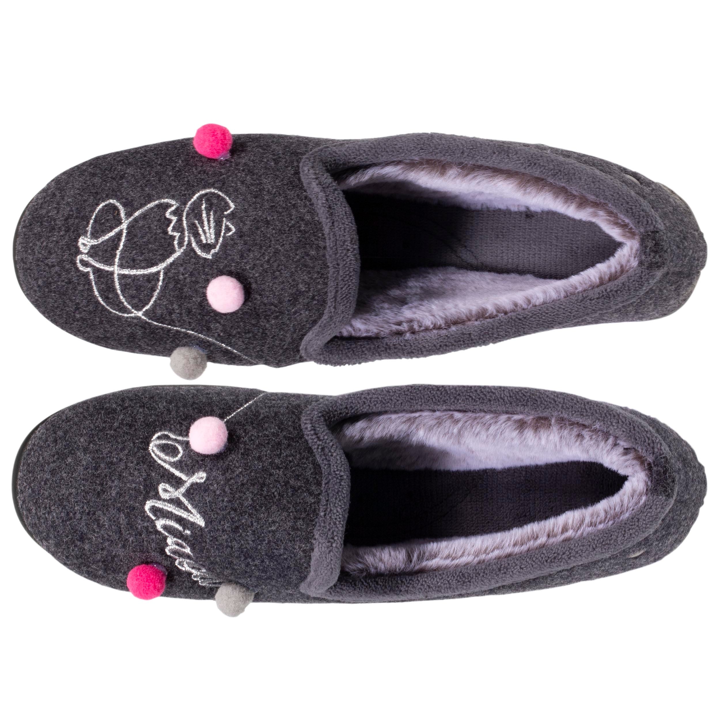 isotoner-chaussons-charentaises-femme-gris-fantaisie-chat image 2