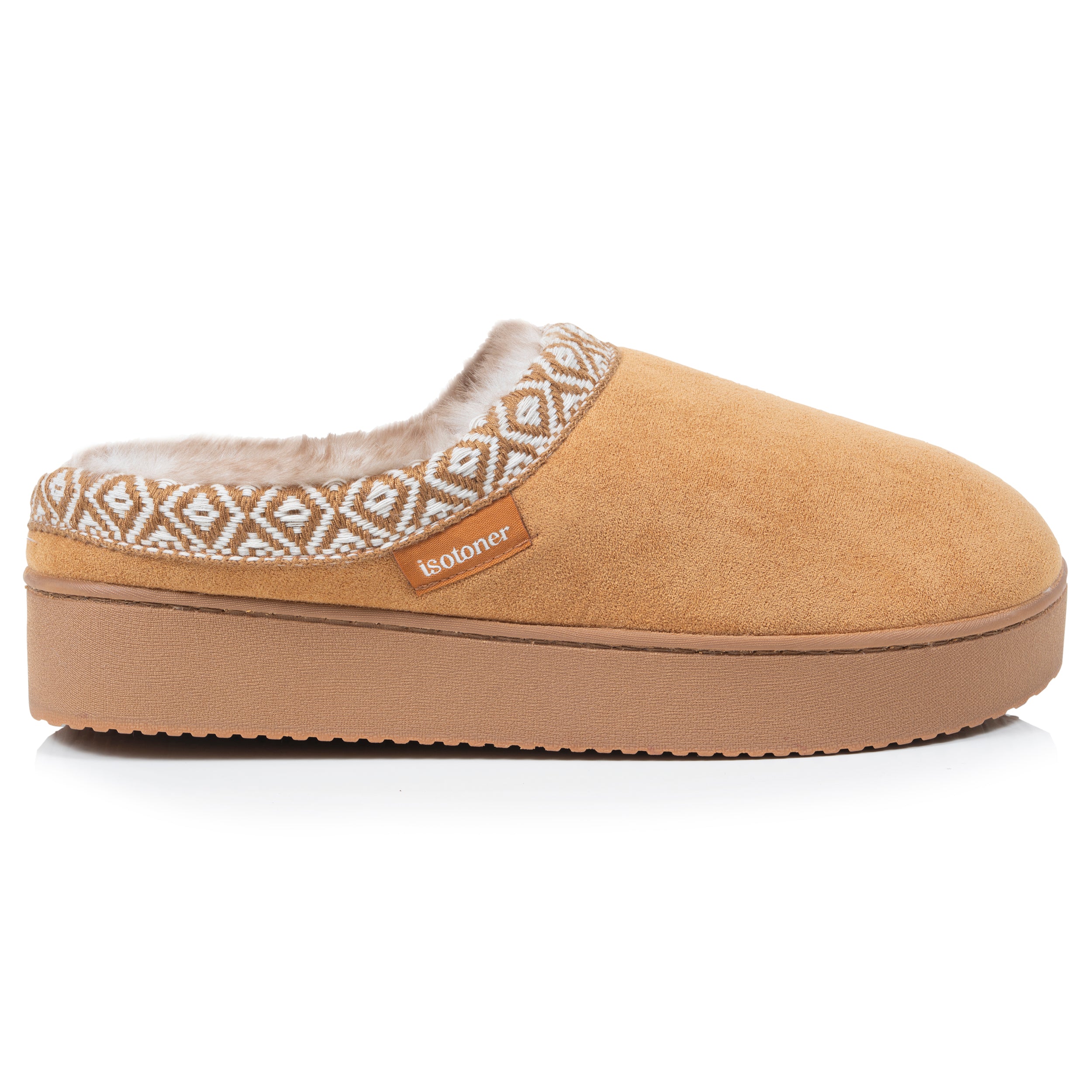 isotoner-chaussons-mules-plateforme-femme-camel-liser image 8