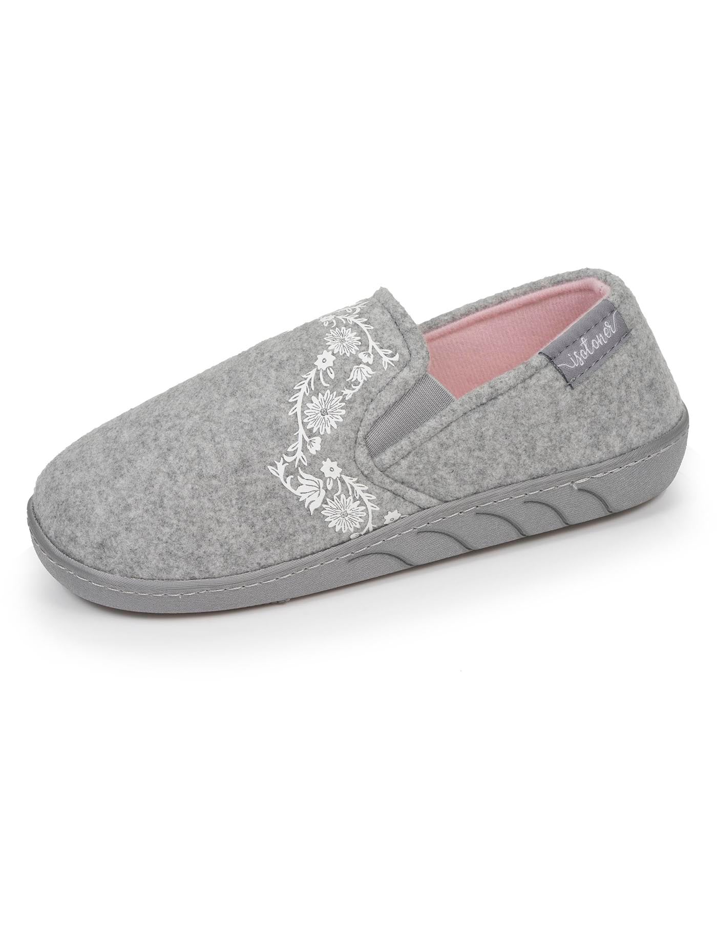 isotoner-chaussons-sans-g-nes-junior-gris-chin-fleurs image 6