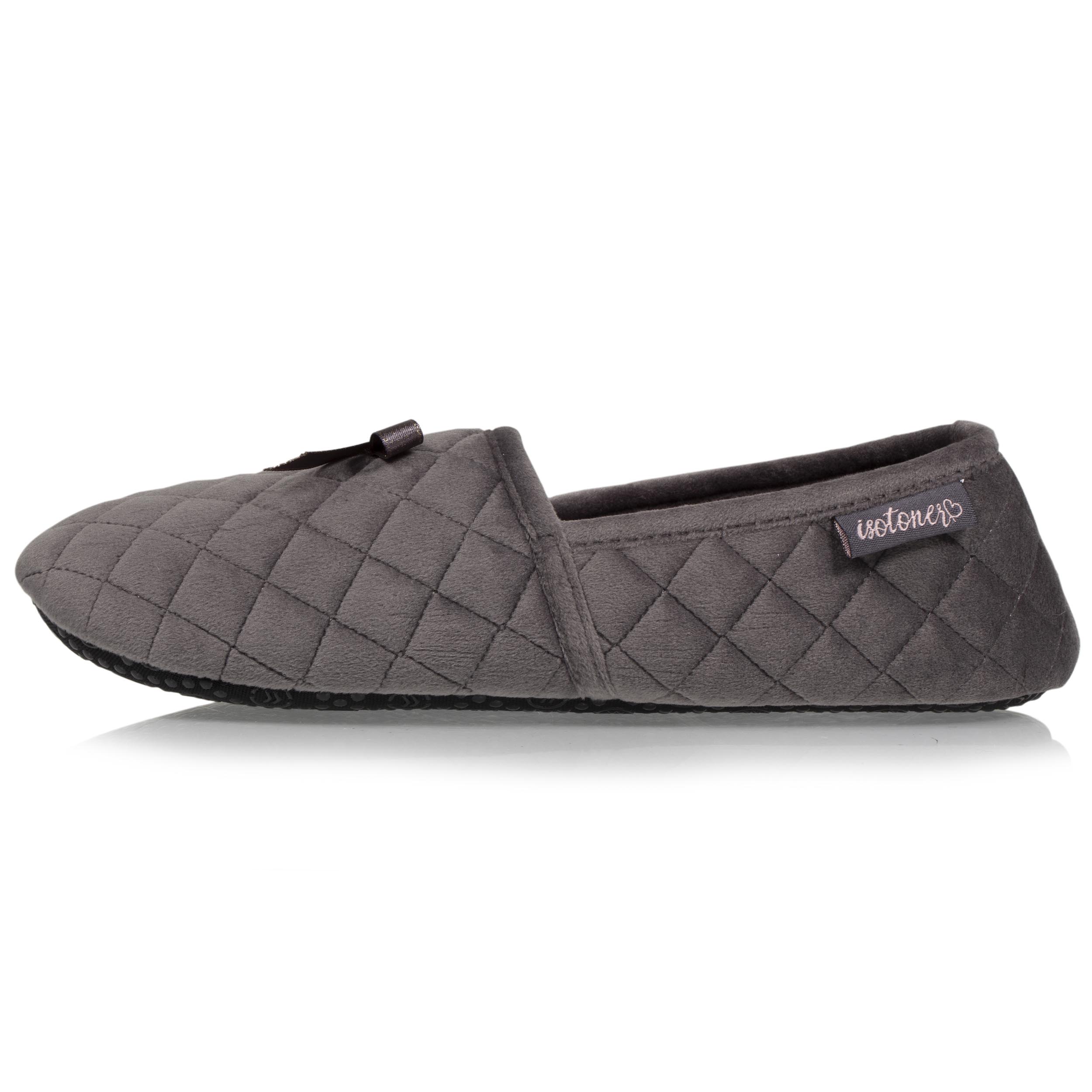 isotoner-chaussons-slippers-femme-gris-fonc-n-ud-scintillant image 3