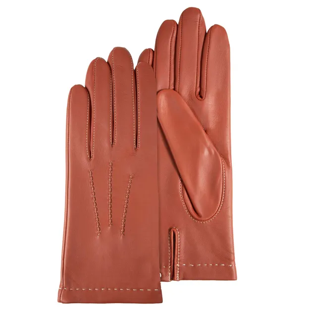 isotoner-gants-femme-cuir-agneau-mandarine image 1
