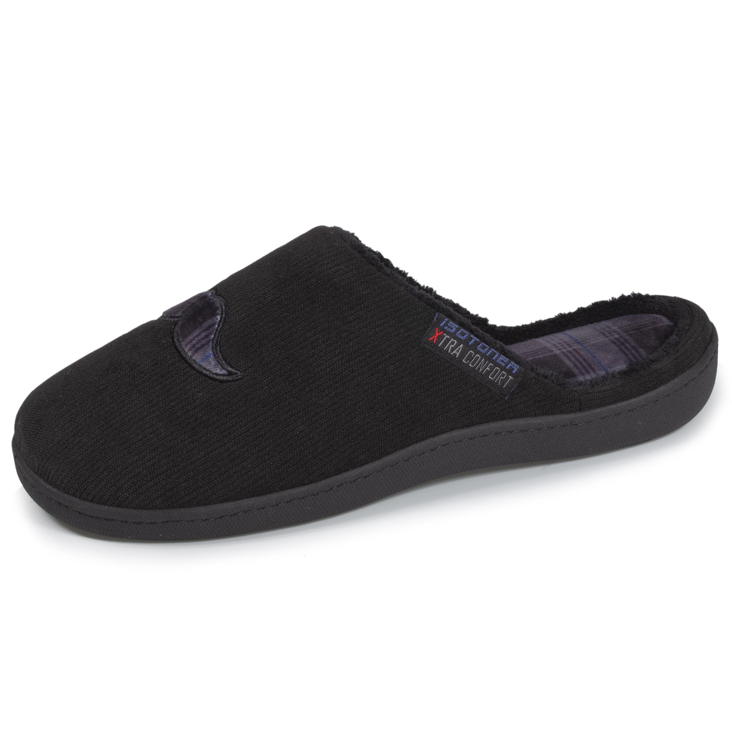 isotoner-chaussons-mules-xtra-confort-homme-noir-m-moire-de-forme image 1
