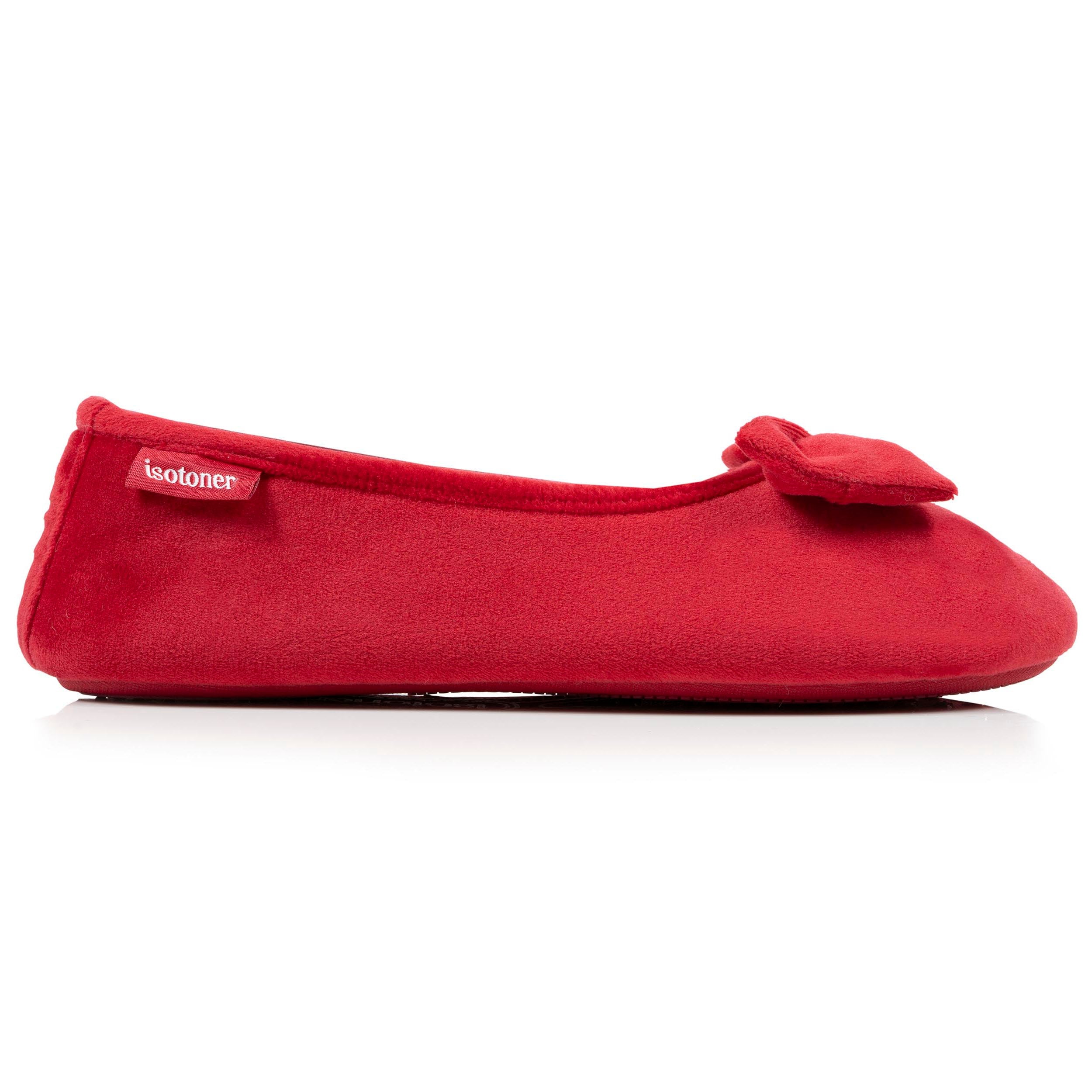 isotoner-chaussons-ballerines-femme-rouge-m-moire-de-forme image 8