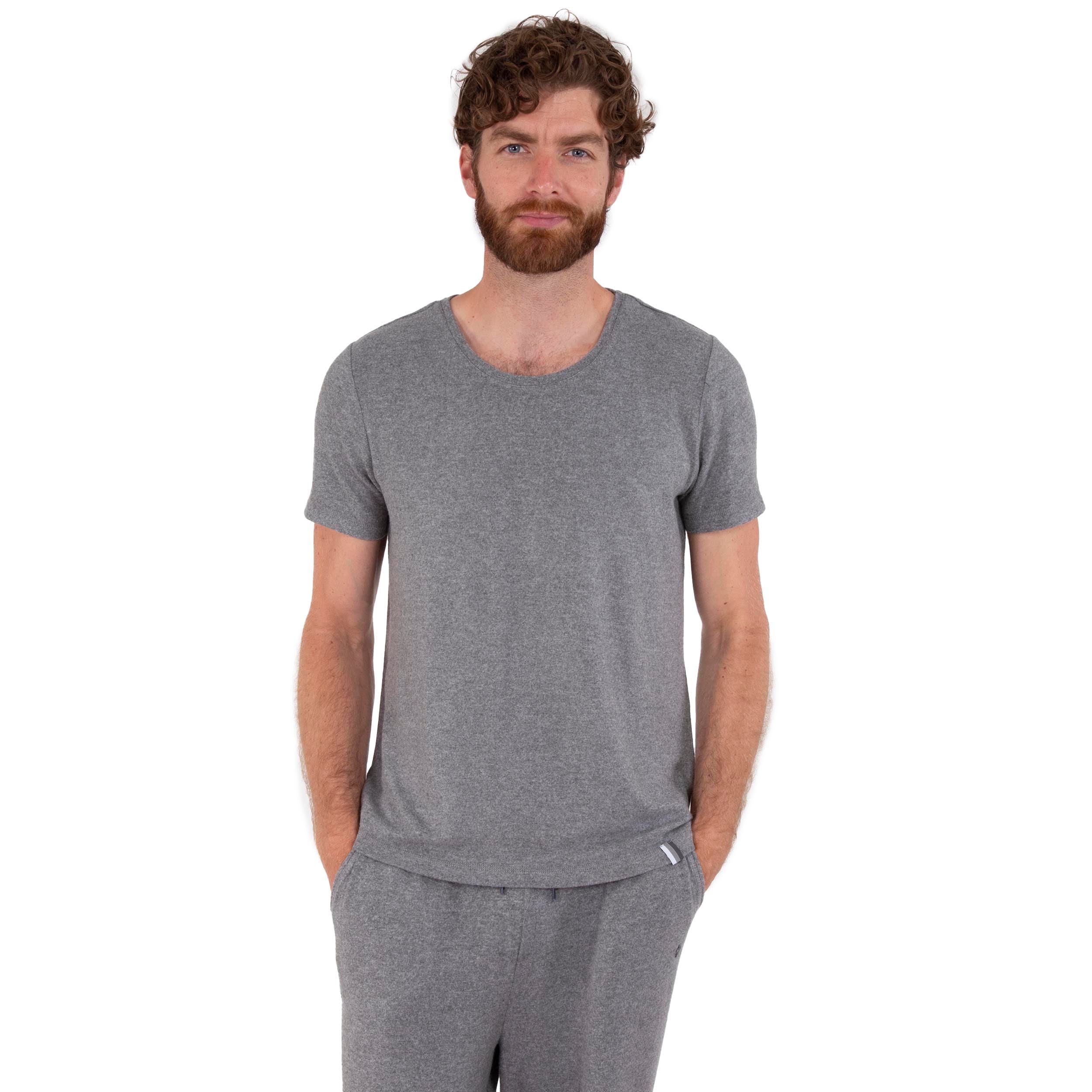 isotoner-t-shirt-manches-courtes-homme-gris-viscose-ecovero image 8