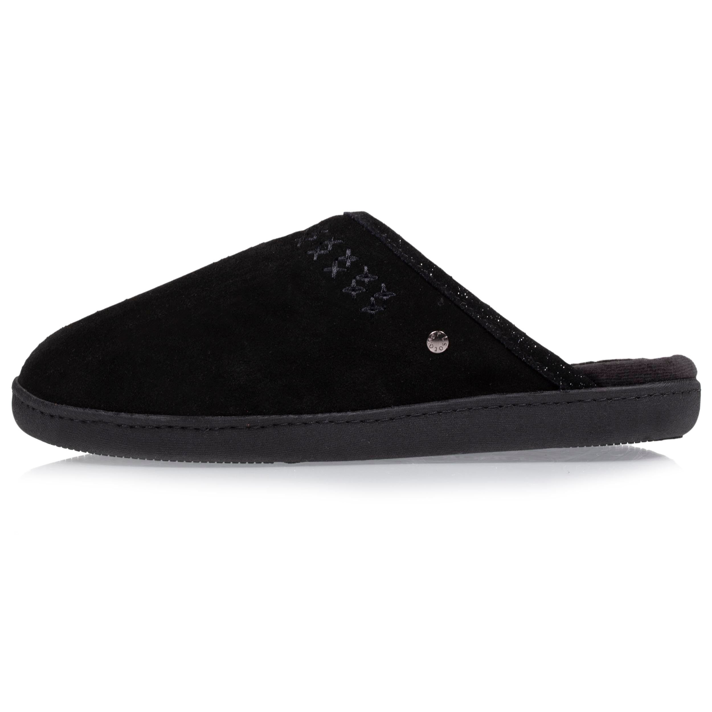 isotoner-chaussons-mules-cuir-femme-noir image 3