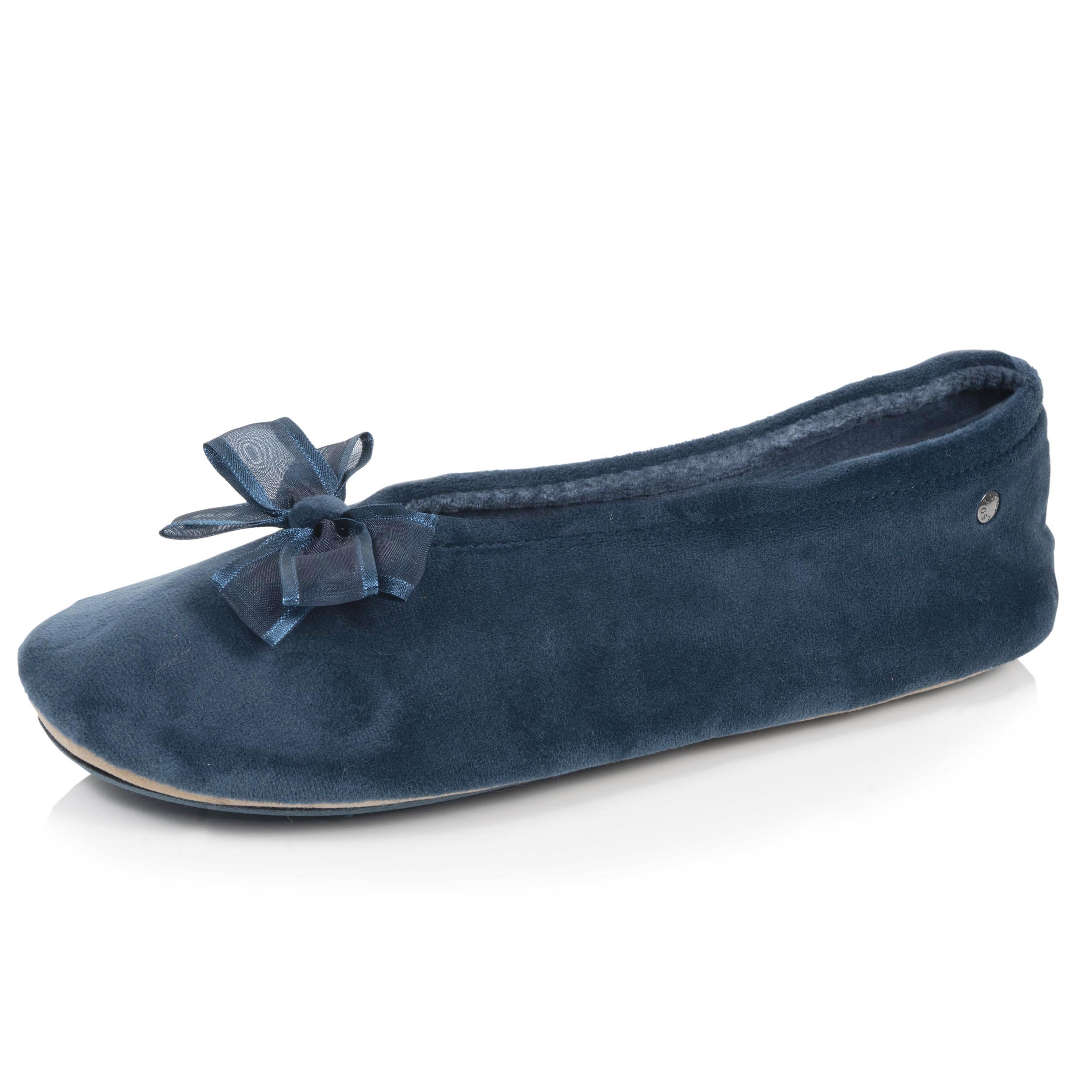 isotoner-chaussons-ballerines-femme-tulle-bleu-canard image 1