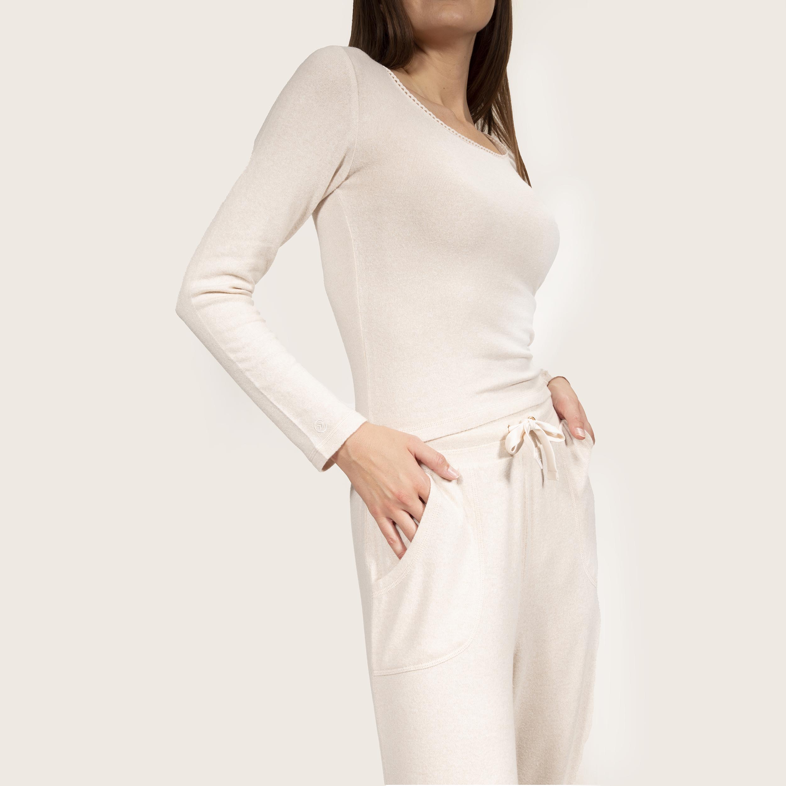 isotoner-pantalon-large-femme-beige-homewear-ultra-doux image 5