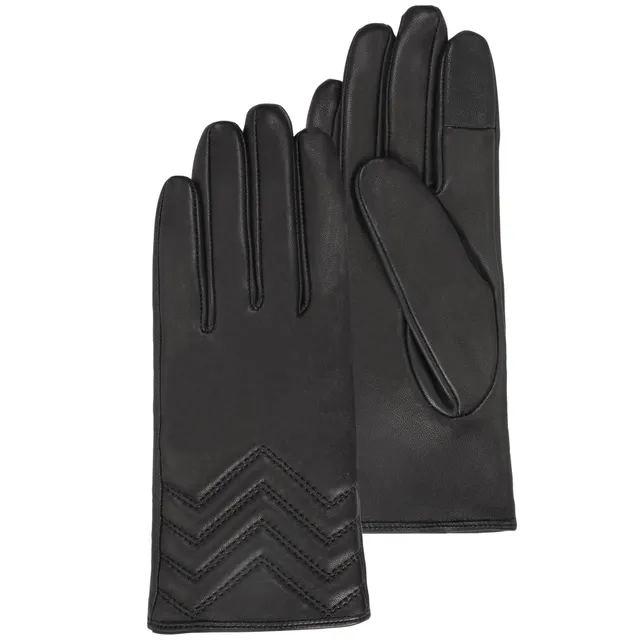 isotoner-gants-femme-cuir-d-agneau-noir-surpiq-res image 1