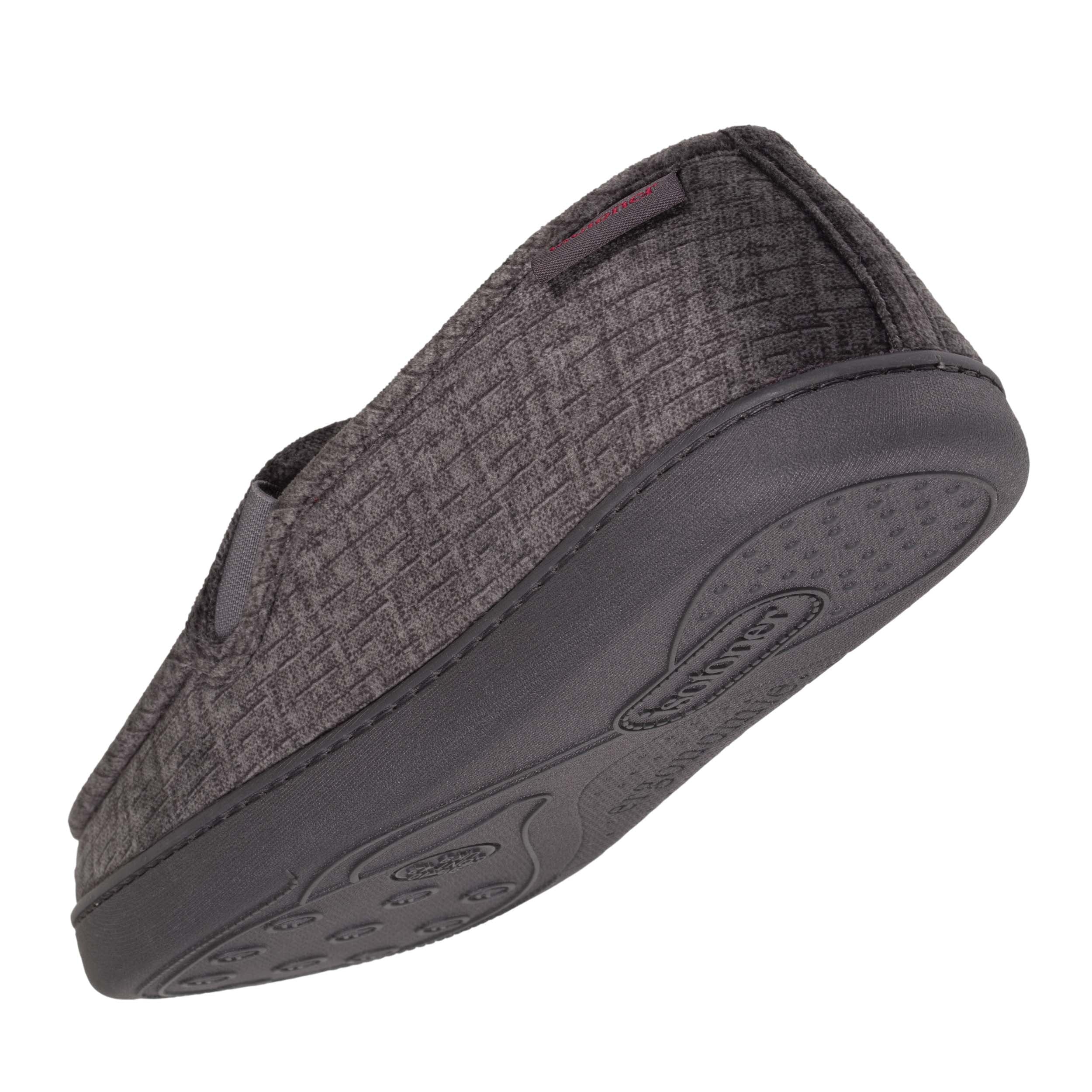 isotoner-chaussons-mocassins-homme-gris-rouge image 5