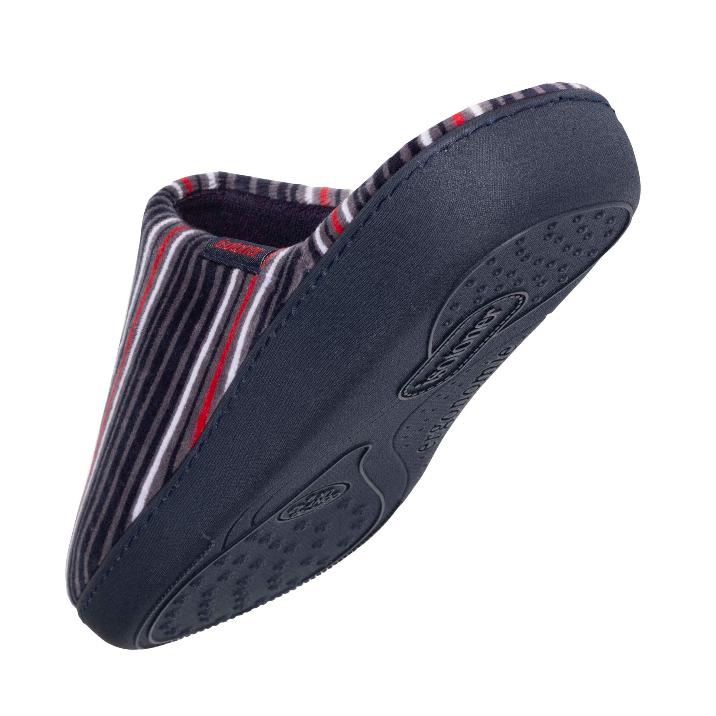 isotoner-chaussons-mules-homme-rayures-bleues-m-moire-de-forme image 5