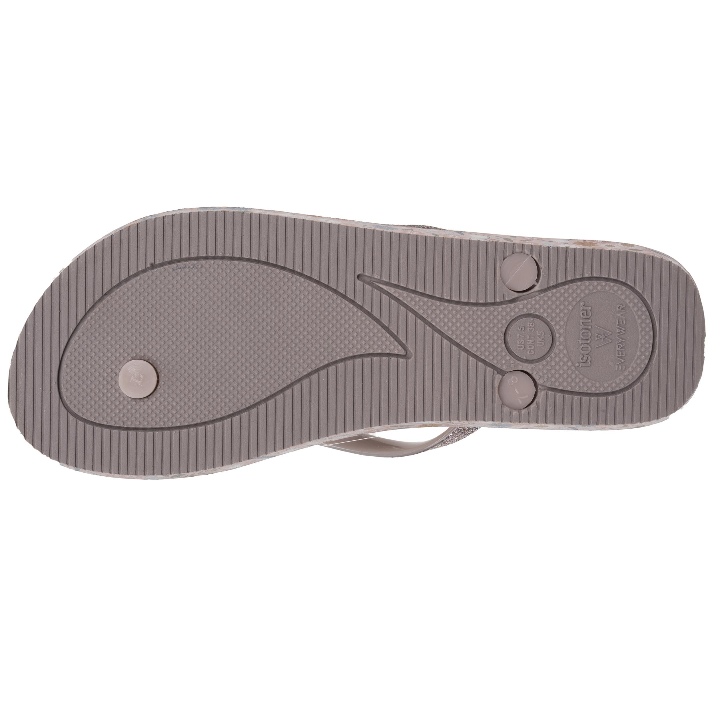 isotoner-tongs-femme-fleurs-taupe-everywear-confort image 4