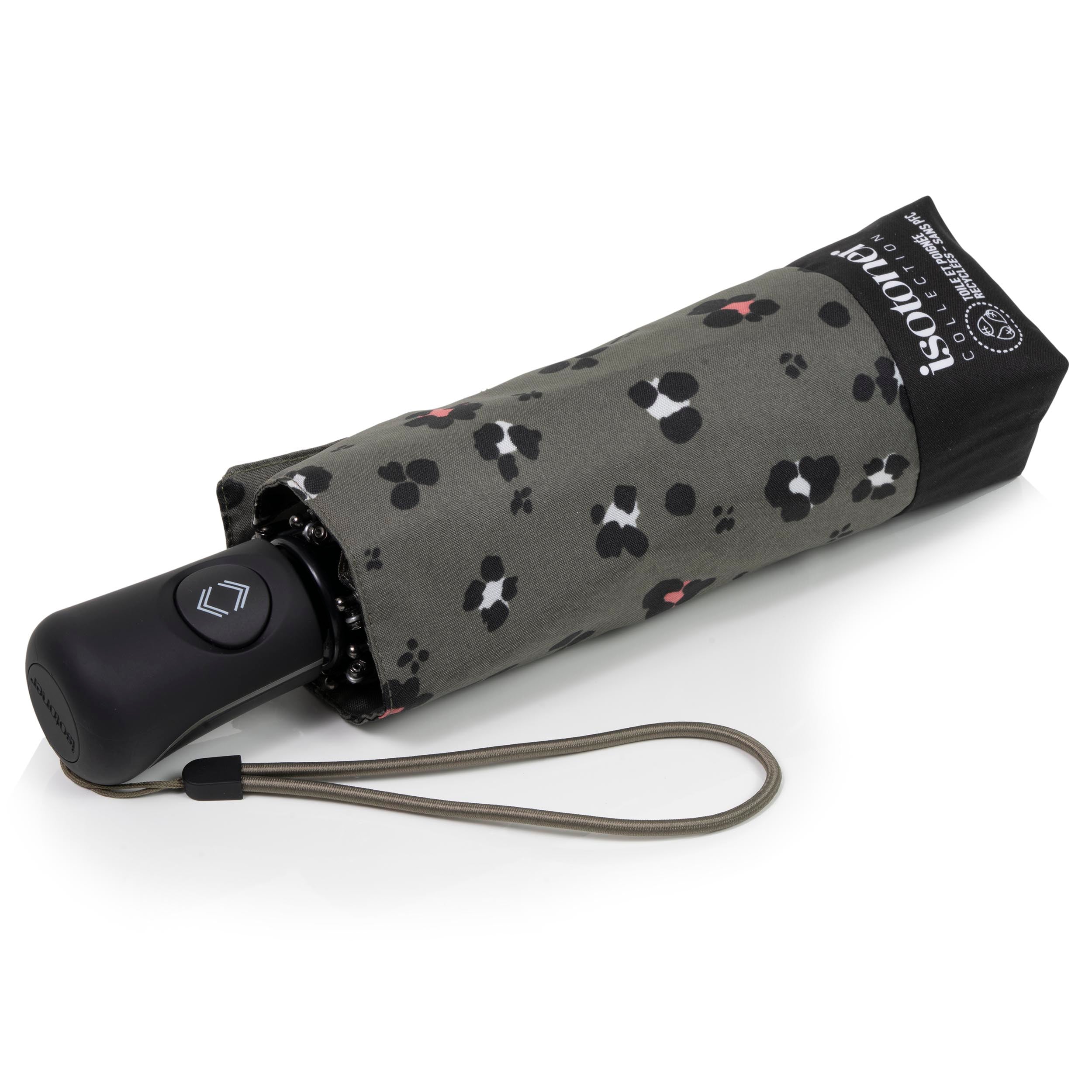 isotoner-parapluie-mini-auto-l-opard-kaki image 1