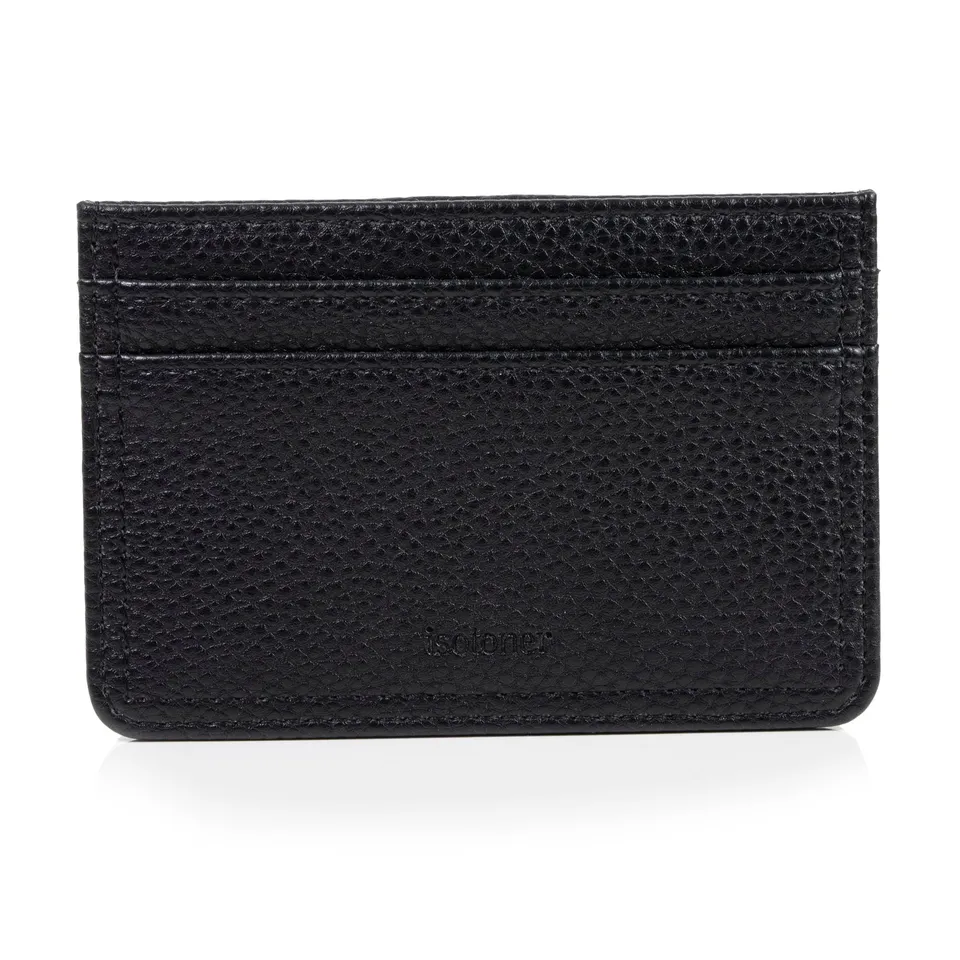 isotoner-porte-cartes-mixte-noir-effet-cuir-grain-anti-rfid image 1