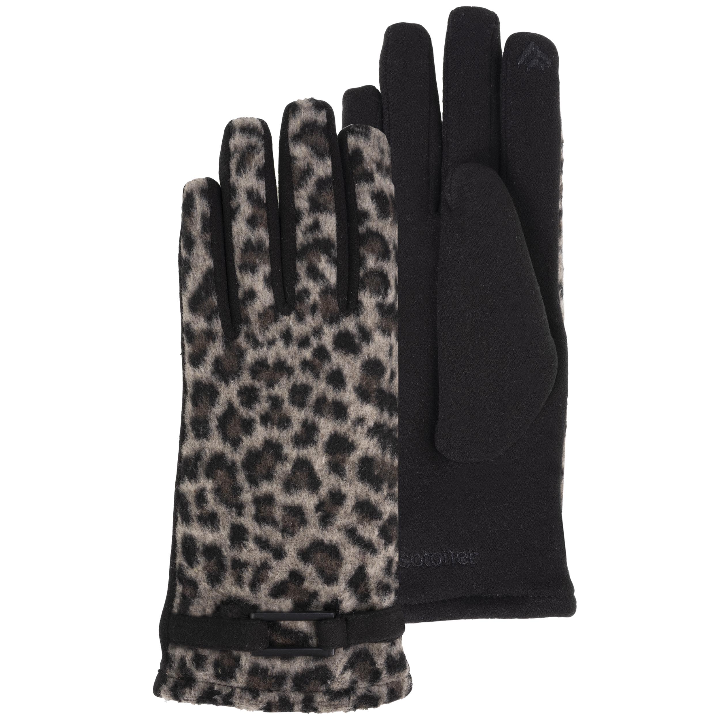 isotoner-gants-femme-l-opard-tactiles-doubl-s-noir image 1
