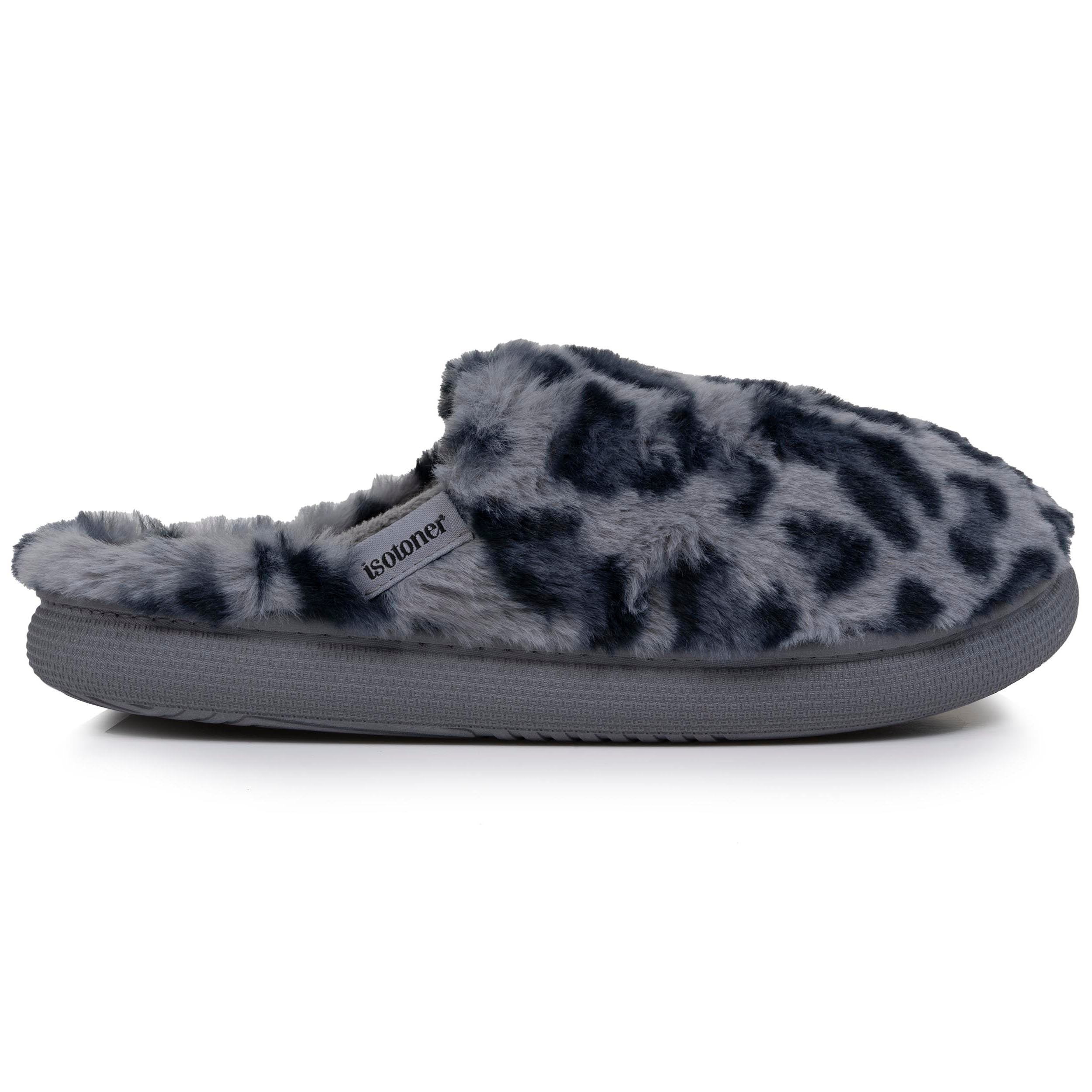 isotoner-chaussons-mules-femme-bloup-l-opard-gris image 8