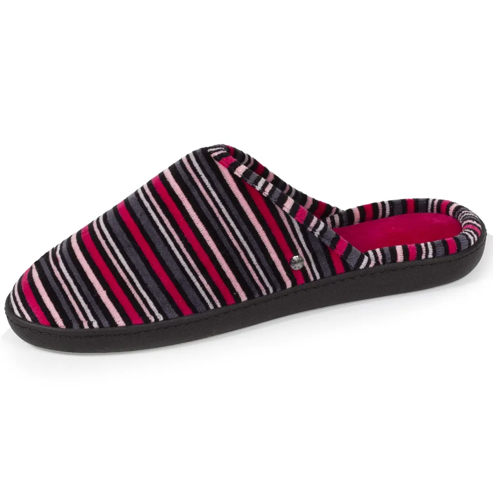 isotoner-chaussons-mules-femme-rayures-coton-bio-everywear image 1