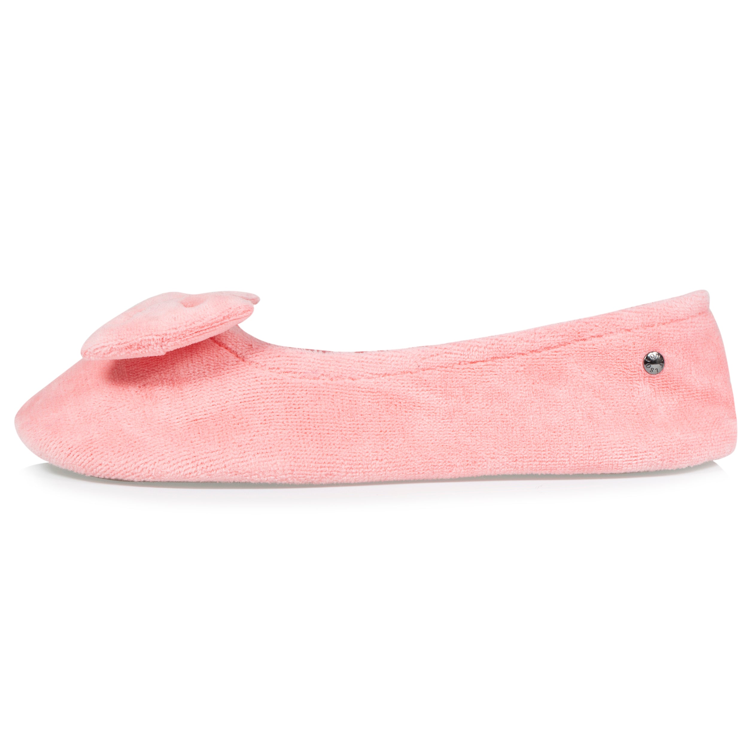 isotoner-chaussons-ballerines-femme-grand-n-ud-corail-velours-bio image 3