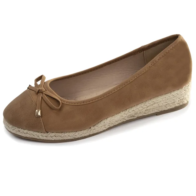 isotoner-ballerines-femme-talon-compens-corde-camel image 1