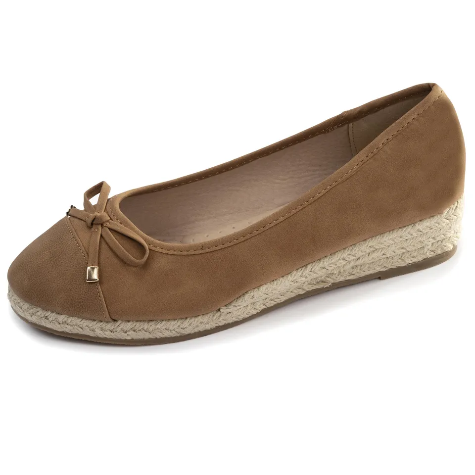 isotoner-ballerines-femme-talon-compens-corde-camel image 1