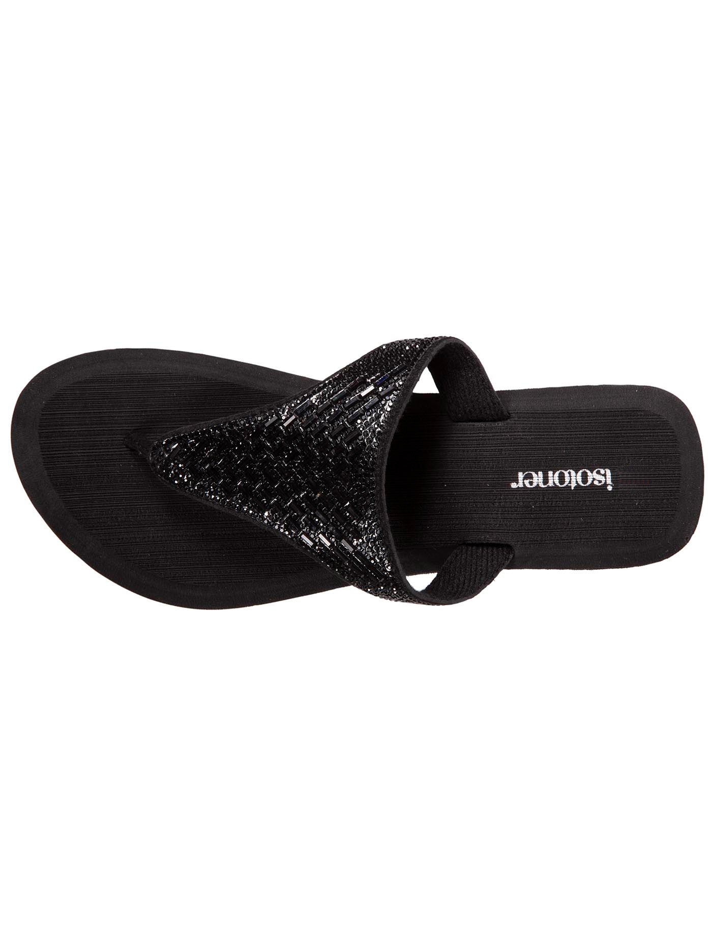 isotoner-tongs-femme-strass-talon-compens-4-cm-noir image 7