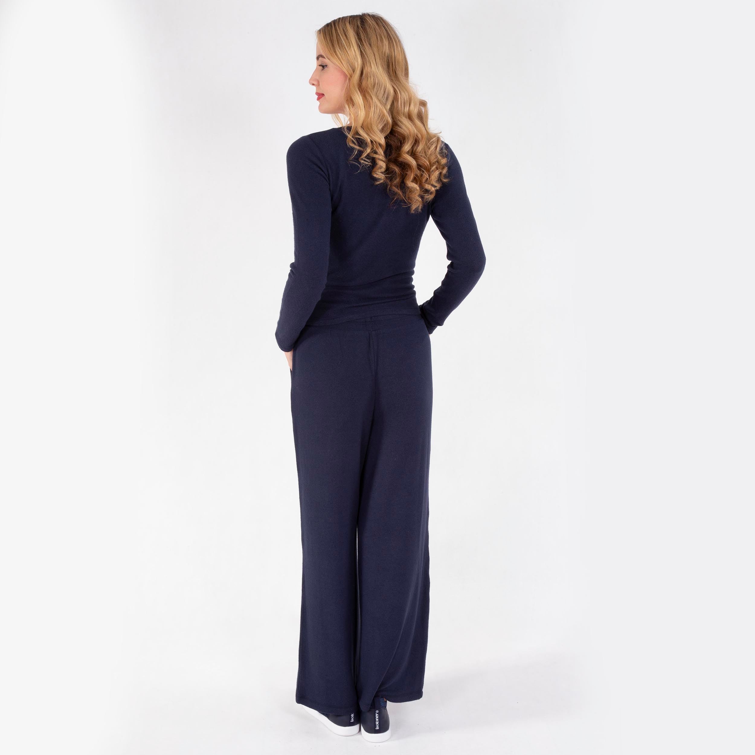 isotoner-pantalon-large-femme-marine-viscose-ecovero image 3