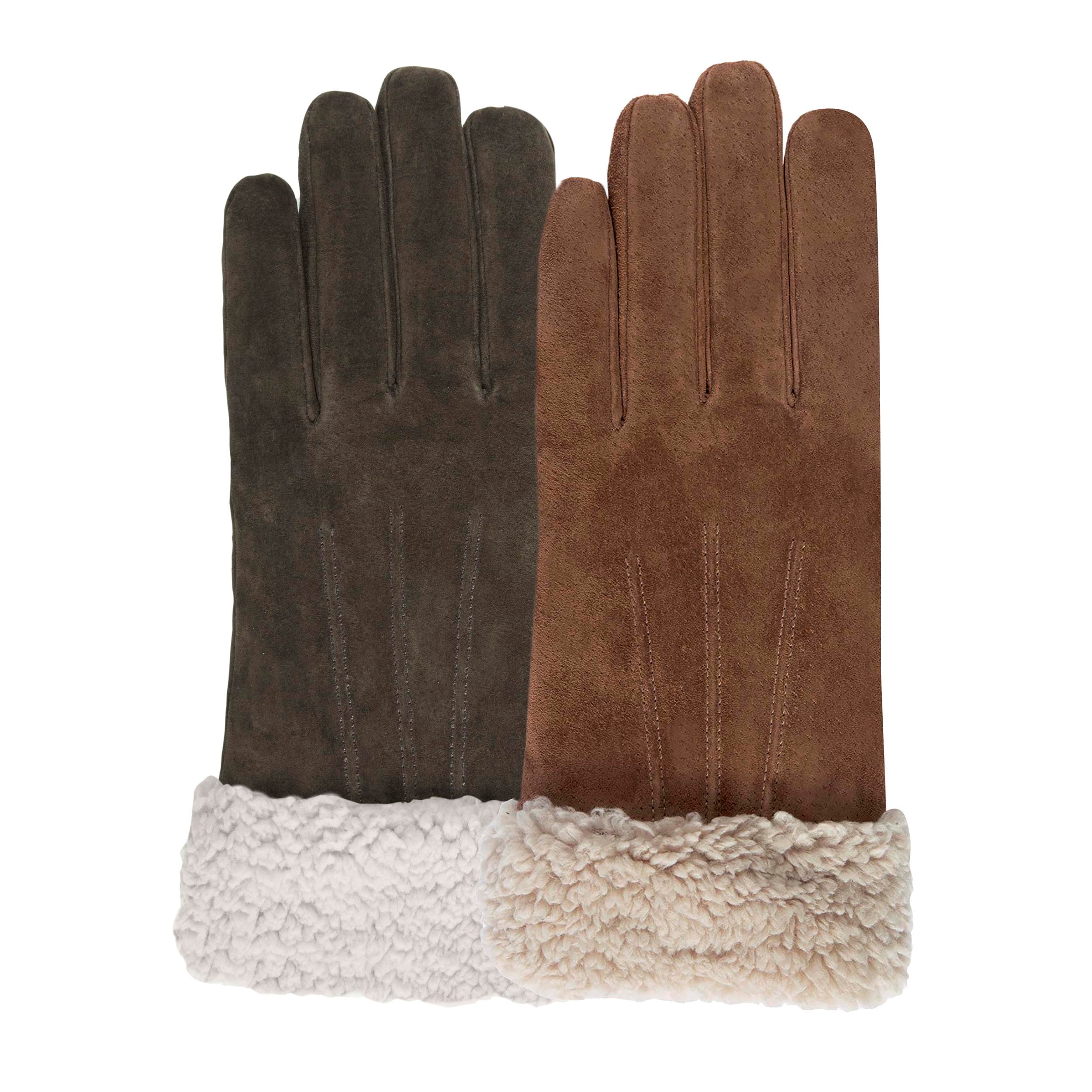 isotoner-gants-femme-chocolat-en-cuir-doublure-chaude image 2