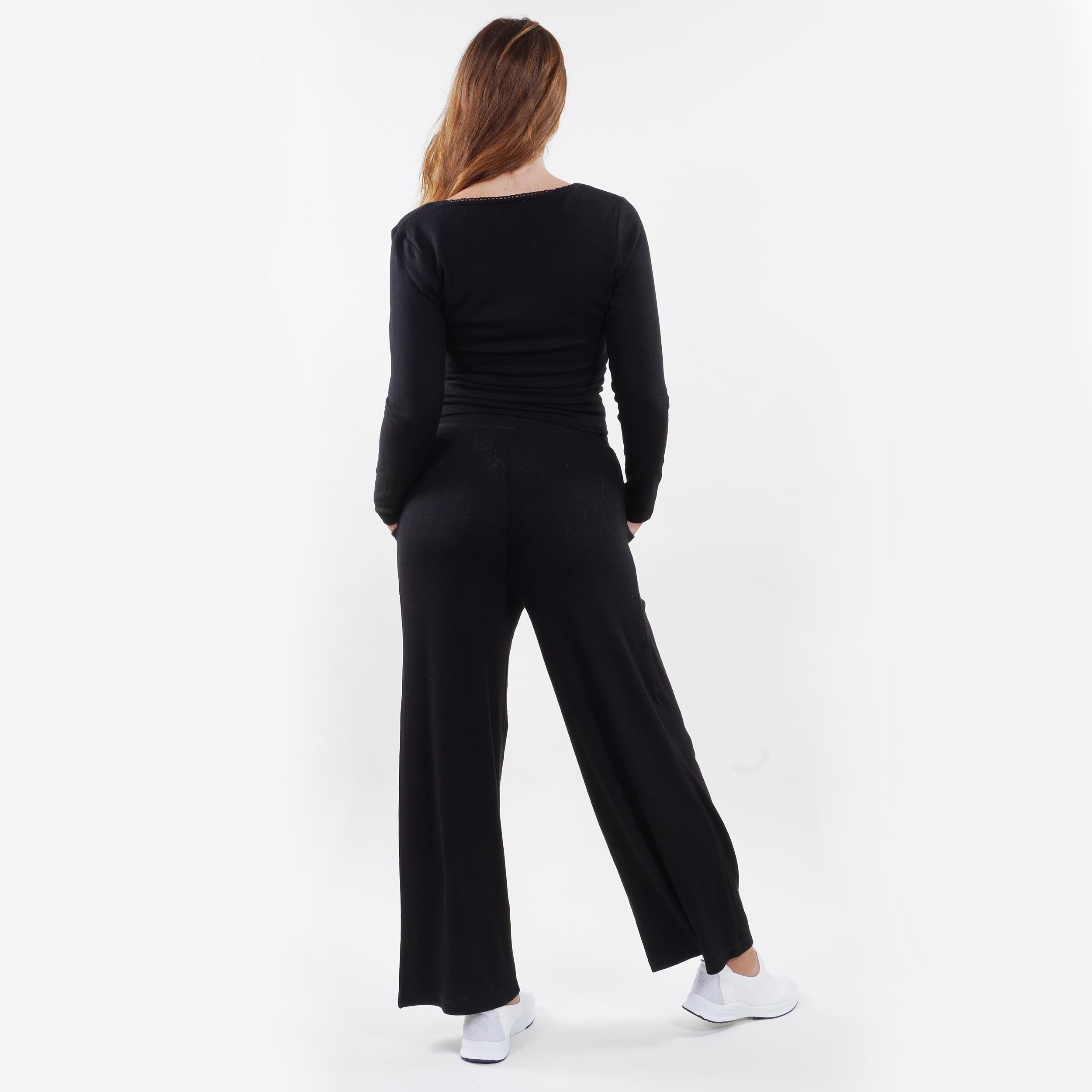 isotoner-pantalon-large-femme-noir-viscose-ecovero image 4