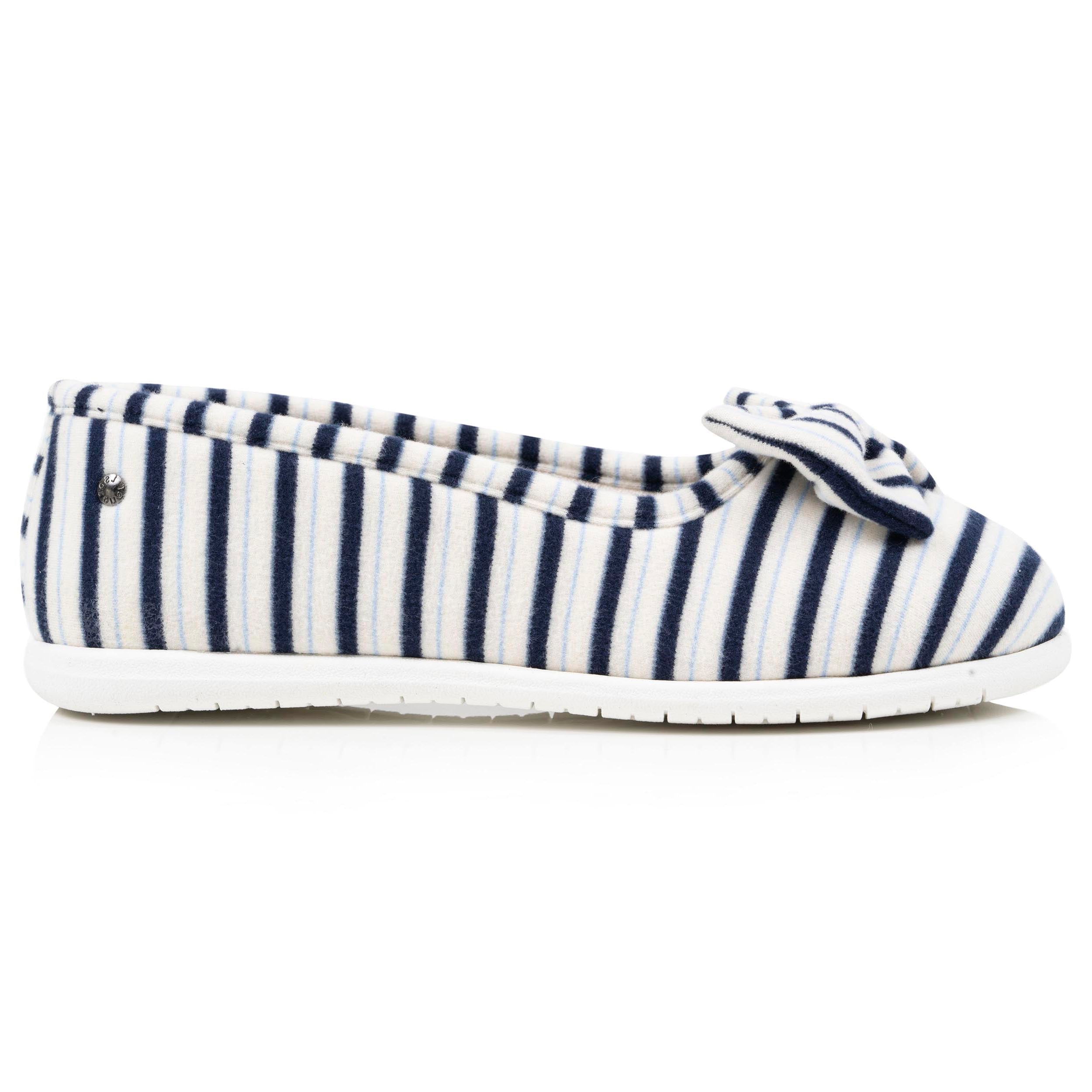 isotoner-chaussons-ballerines-femme-rayures-bleues-2 image 8